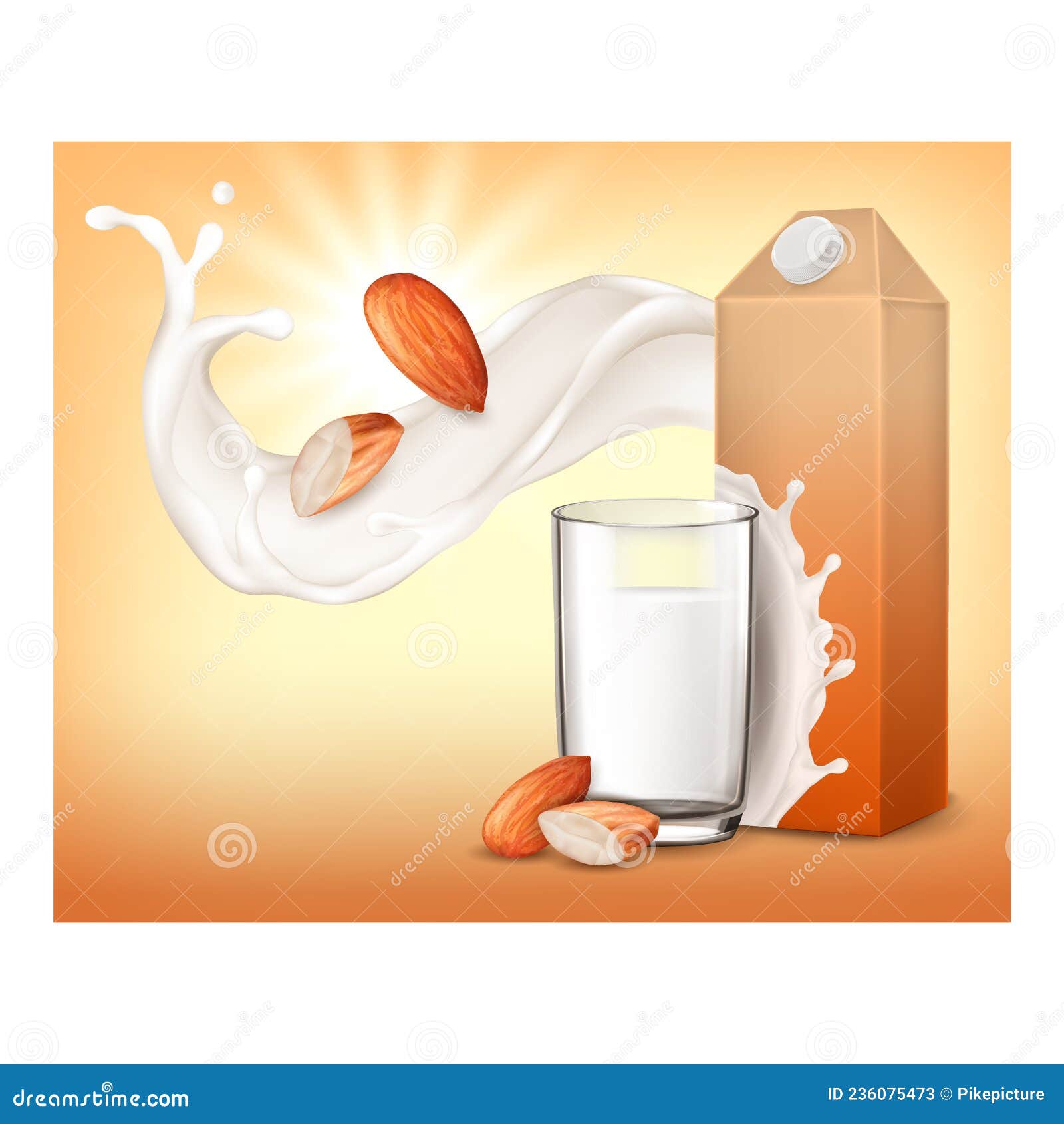 Almond Milk Drink Glass Poster Vector Stock Illustration almond-milk-drink-glass-poster-vector-stock-illustration