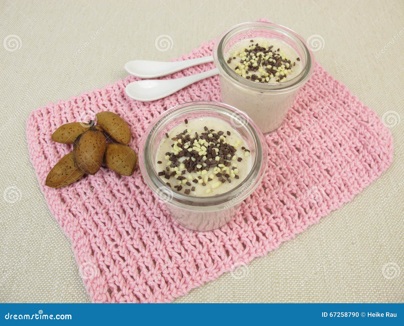 Almond Milk Pudding with Chocolate Chips Stock Photo Image of