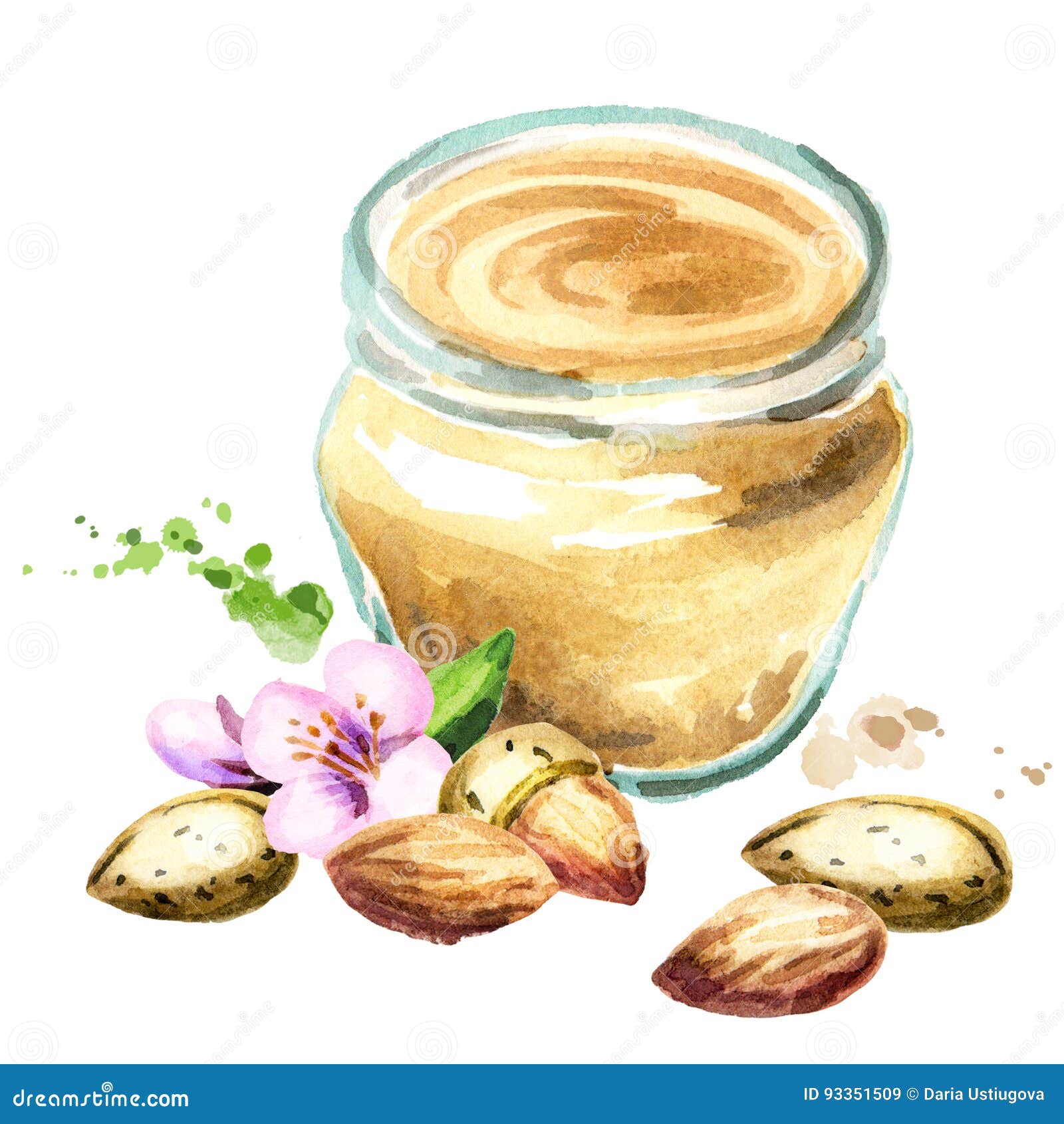 Almond Paste. Watercolor Hand Drawn Illustration Stock Illustration