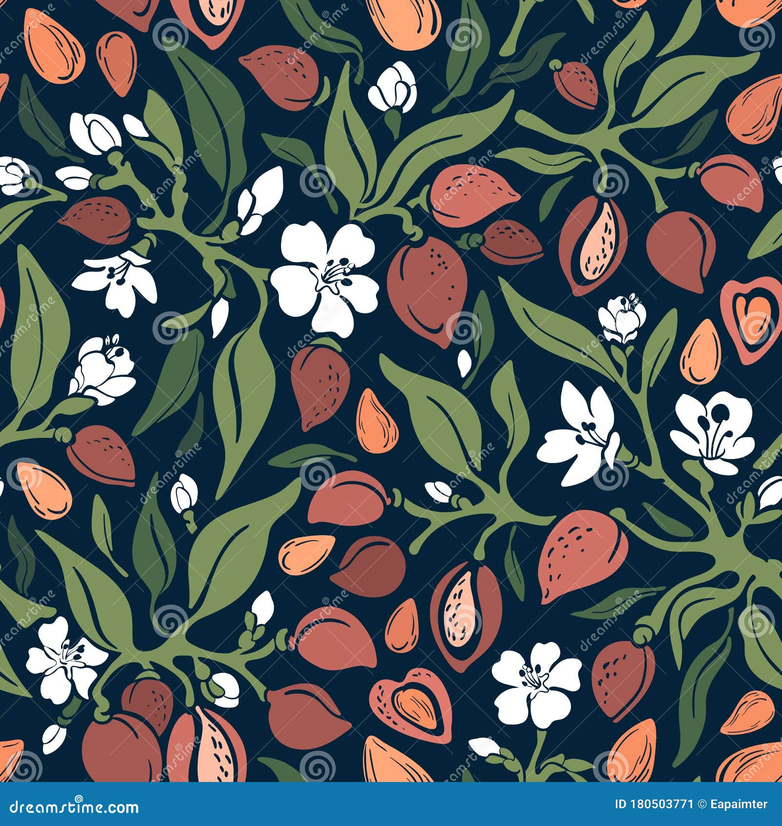 Vintage Almond Seamless Patterns and Elements Almond Branch Digital Paper Pack Floral Wallpaper Clip Art