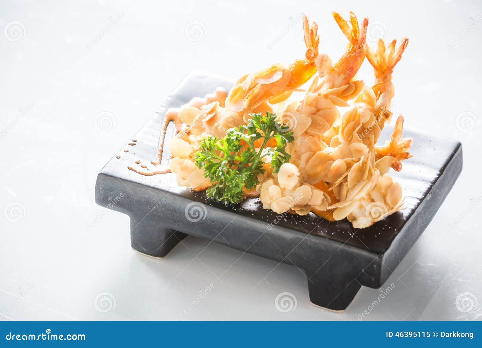 Almond shrimp tempura stock image. Image of shellfish 46395115