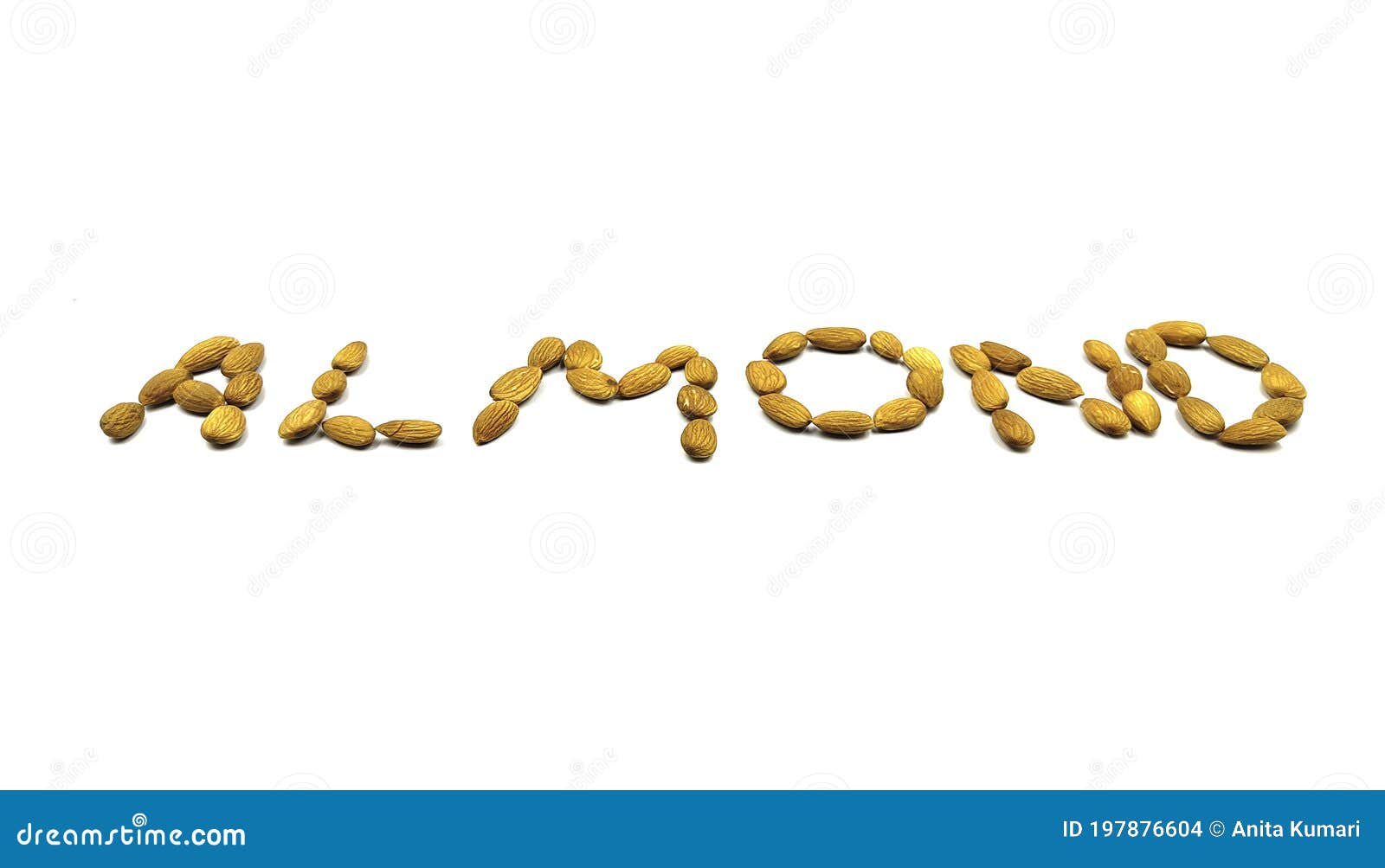 Almond Word Design with Peeled Almonds Stock Illustration