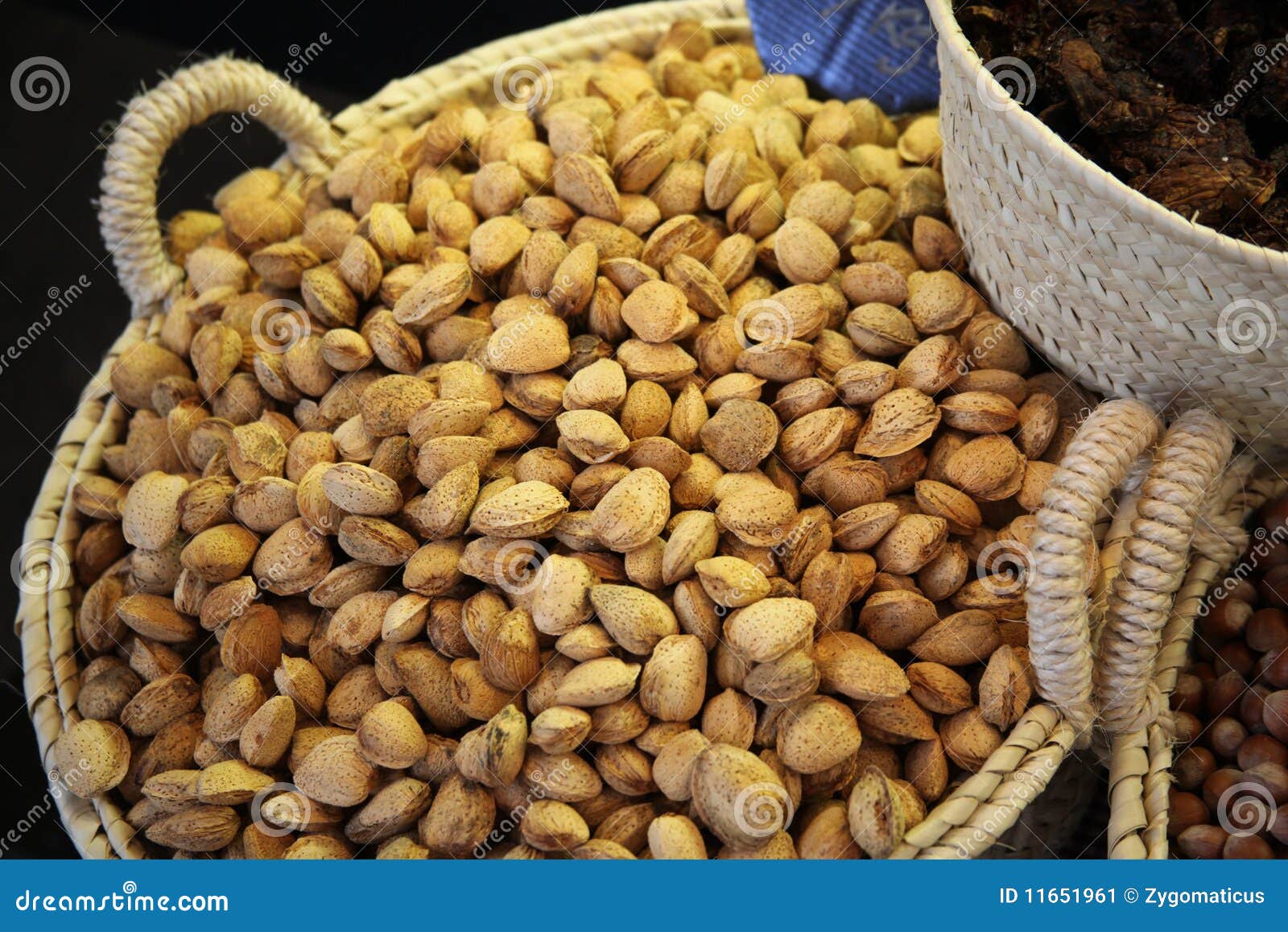 Almonds in big basket stock image. Image of nuts, medicine 11651961