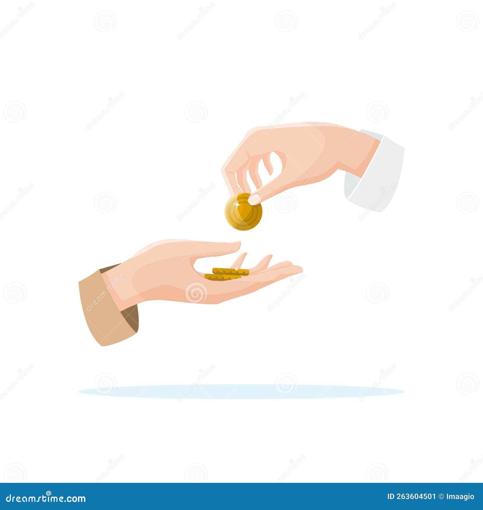Almsgiving Concept. Hand Giving a Coin To Another Stock Vector -  Illustration of lent, poverty: 263604501