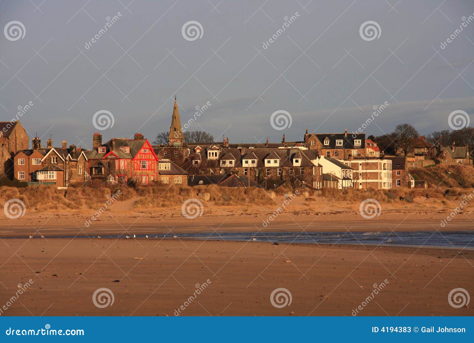 Alnmouth stock image. Image of north, village, waves, beach 4194383