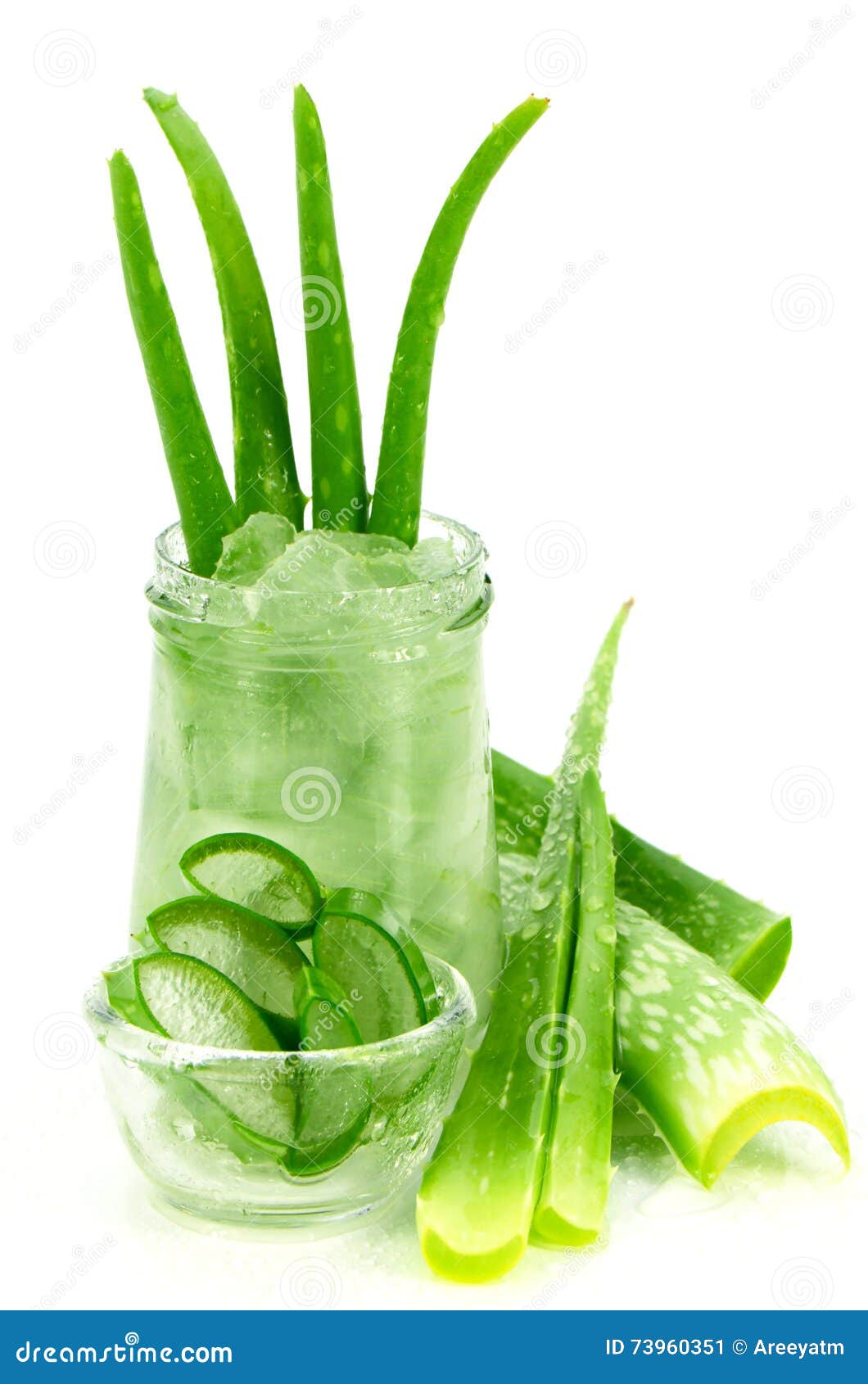 Aloe Vera Gel And Cut Aloe Vera Leaves Stock Image Image Of