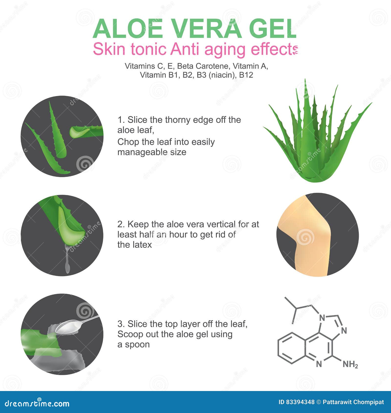 Aloe Vera Gel Skin Tonic Anti Aging Effects Stock Illustration