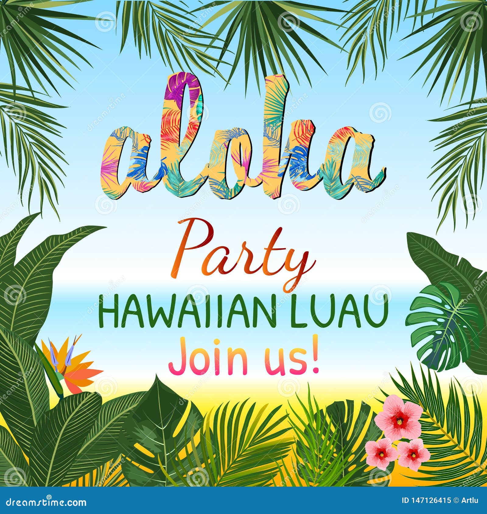 Colorful Aloha typography with palm tree 1226249 Vector Art at Vecteezy