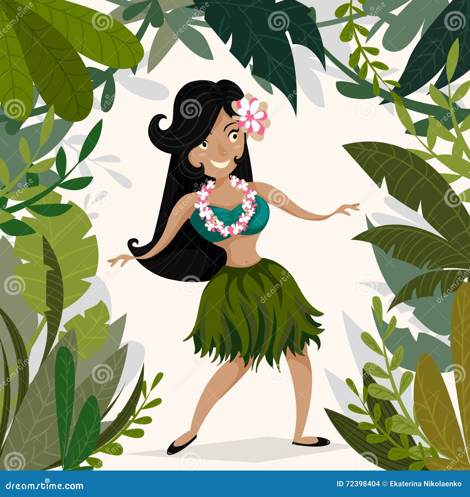 illustration stock aloha party invitation hawaenne avec la fille de danse hawaenne de danse polynsienne dans la jungle tropicale image