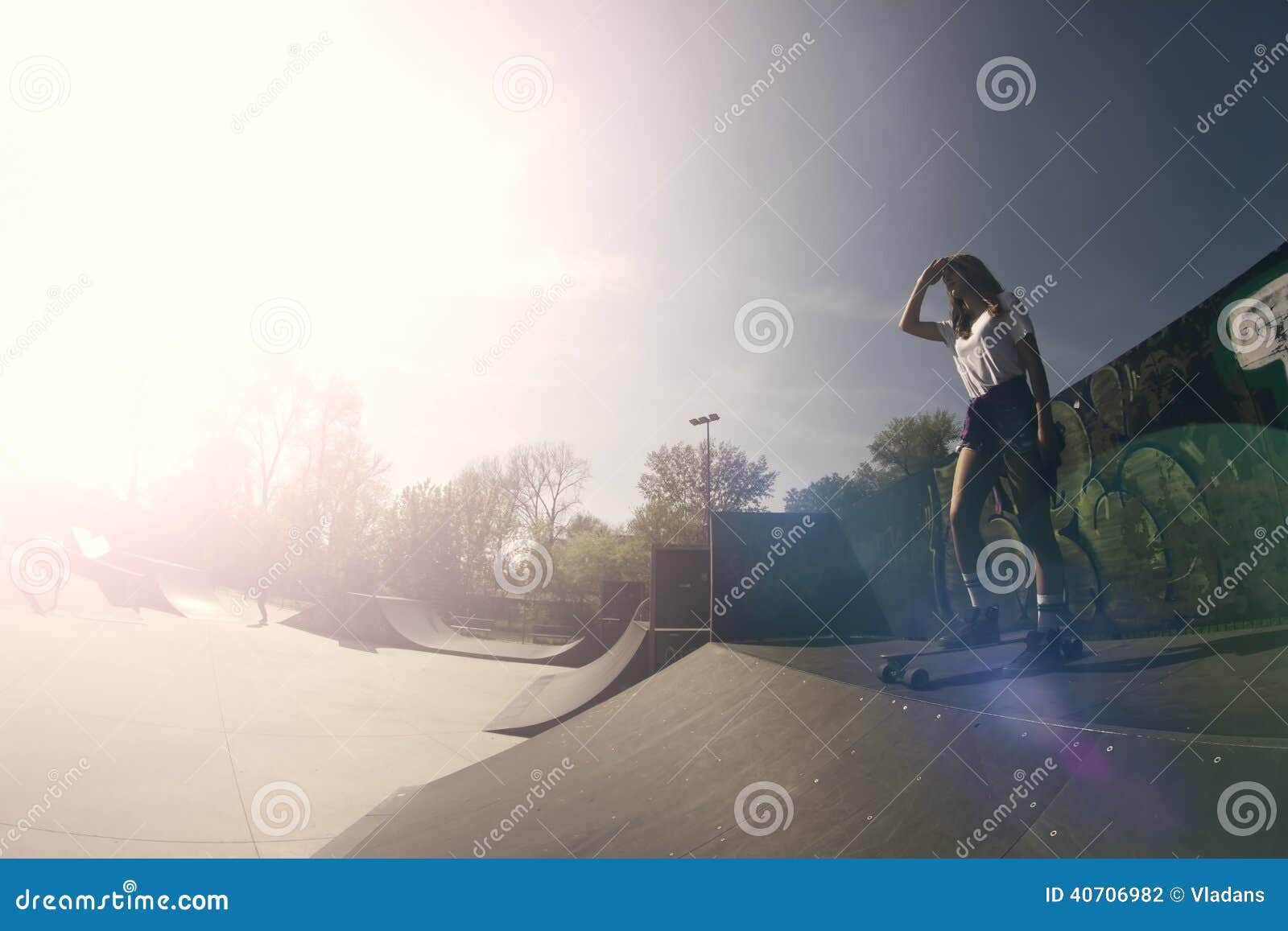 Alone in skate park stock photo. Image of positive, cute 40706982