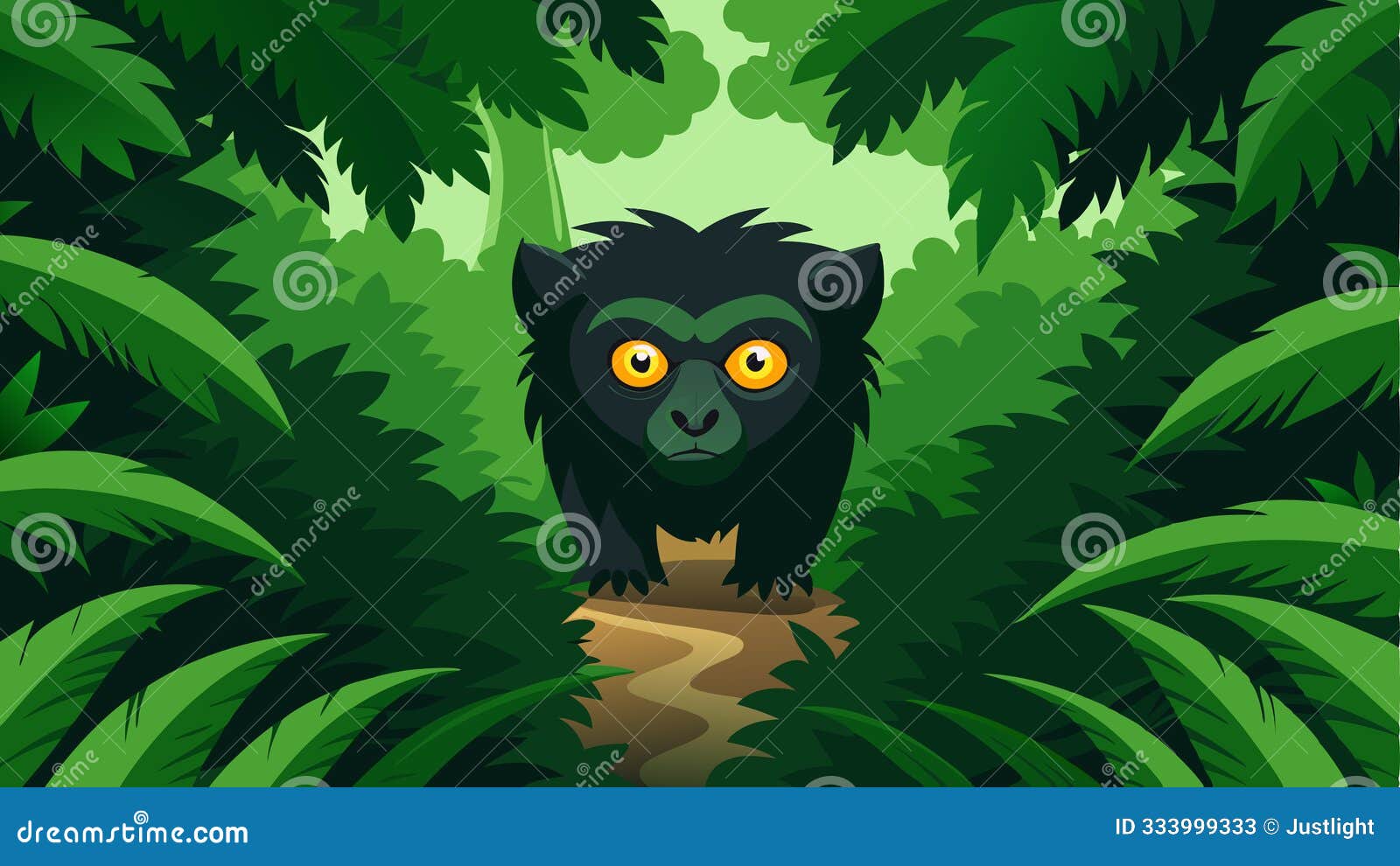 along a mosscovered path a pair of inquisitive eyes peer out from the dense foliage revealing the presence of a
