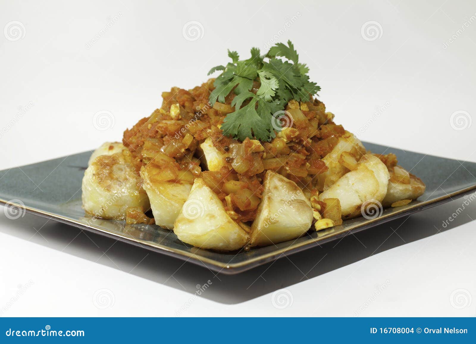 Aloo Dum Indian Spiced Potatoes Stock Photo Image of asian, garnish