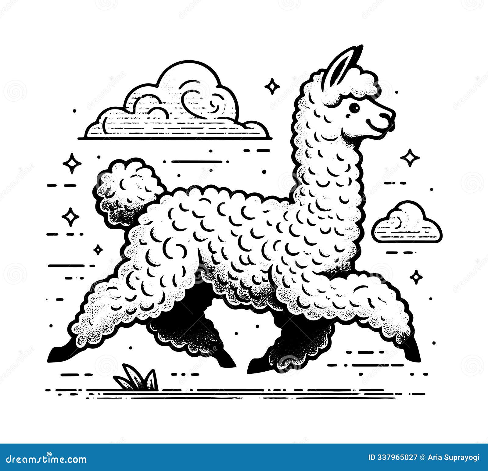 alpaca hand drawn   graphic