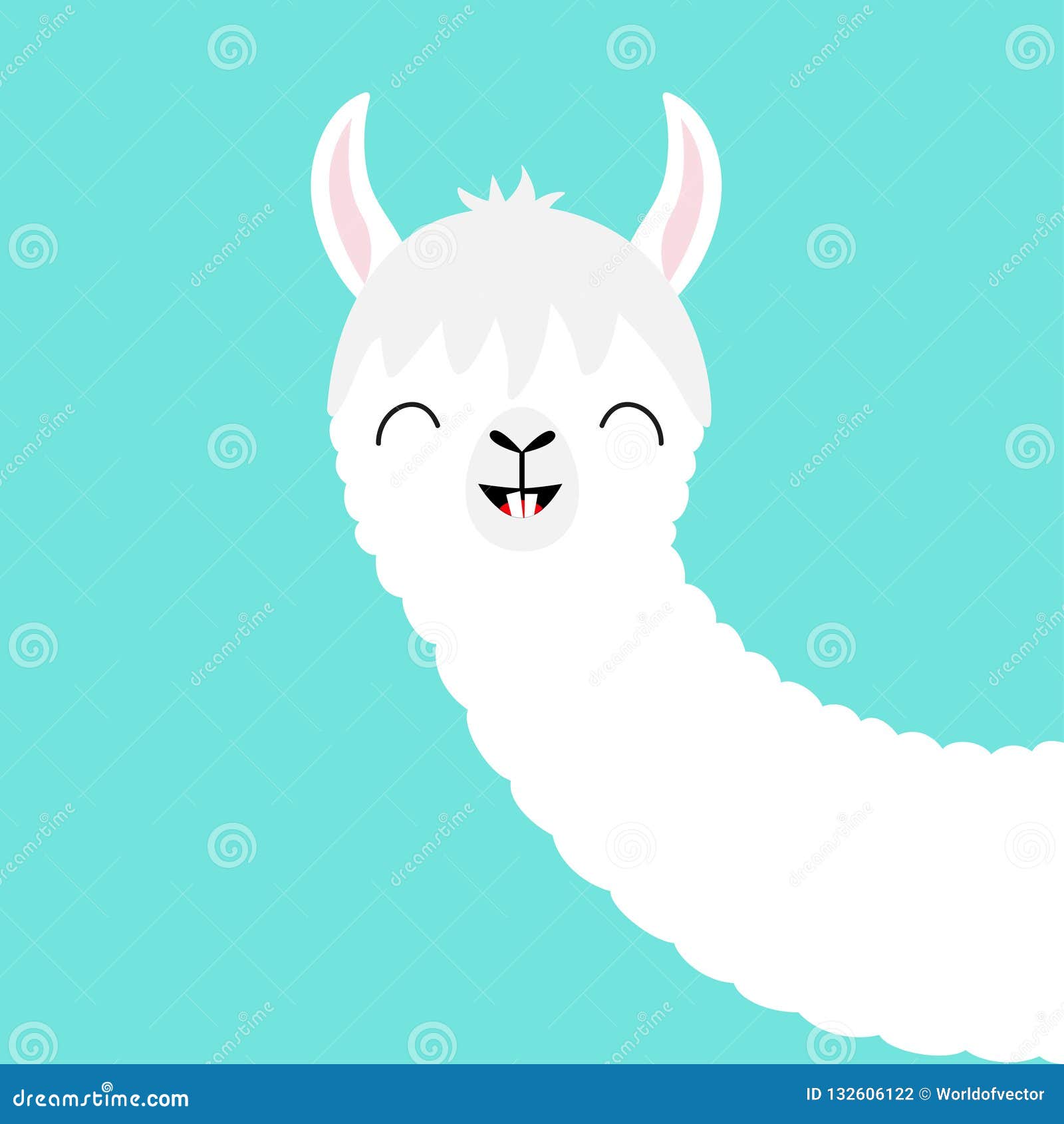 Alpaca Llama Animal Face. Cute Cartoon Kawaii Smiling Character. Funny  Teeth. T-shirt, Greeting Card, Poster Print Stock Vector - Illustration of  alpaca, smile: 132606122