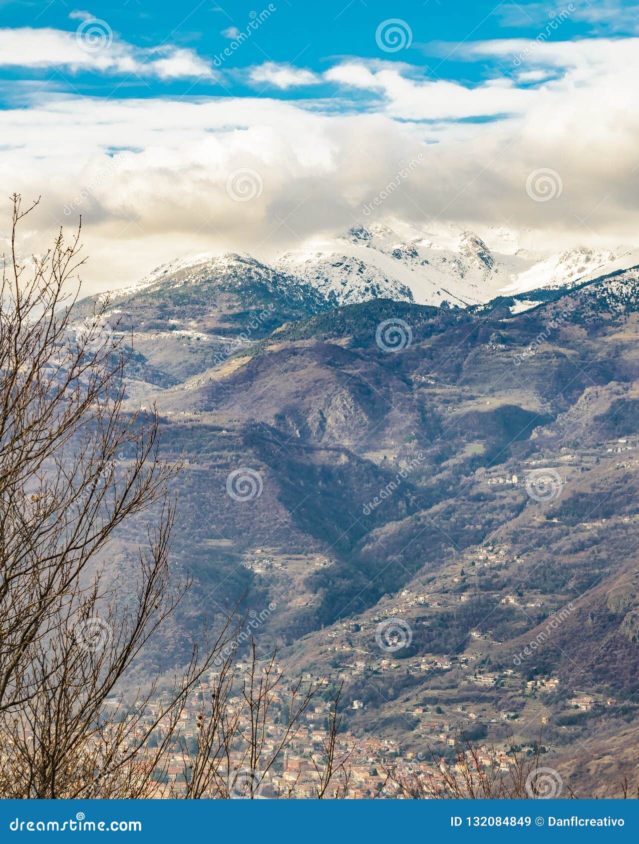 alpes mountains aerial view, piamonte, italy