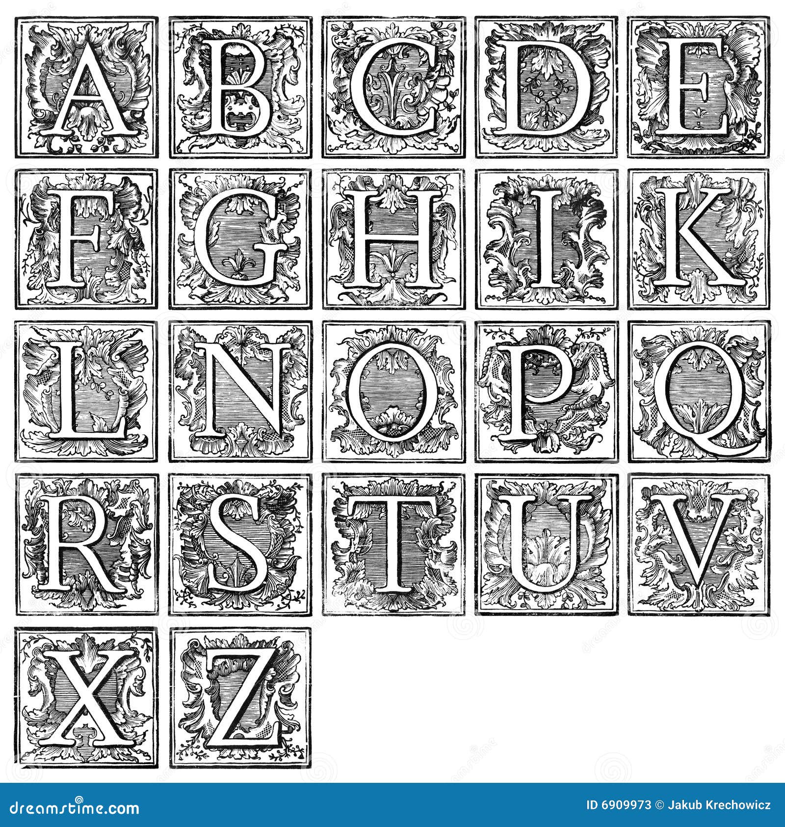 alphabet from 16th century