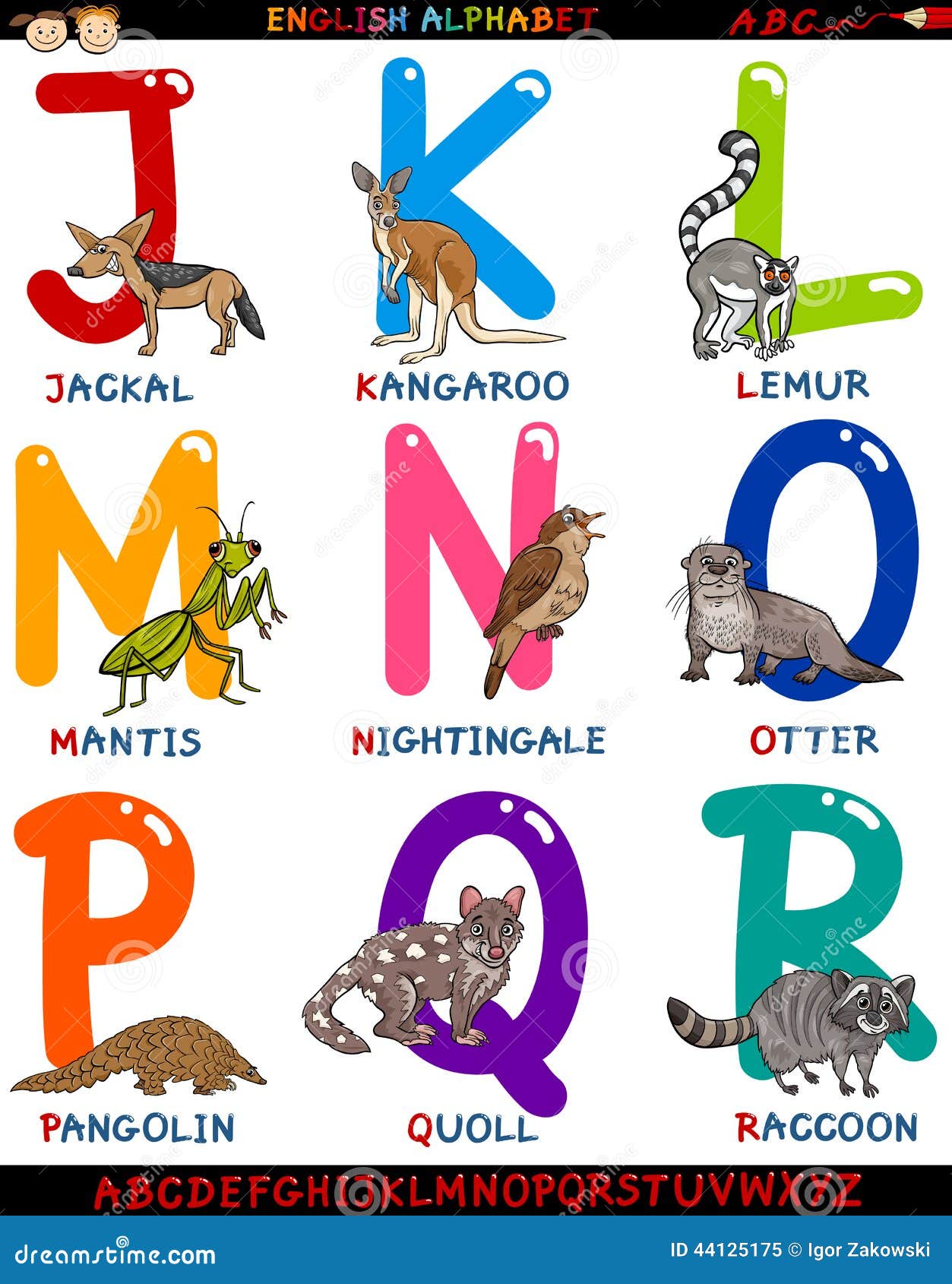 Alphabet Anglais De Bande Dessinee Avec Des Animaux Illustration De Vecteur Illustration Du Mignon Caractere Alphabet Anglais De Bande Dessinee Avec Des Animaux Illustration De Vecteur Illustration Du Mignon Caractere