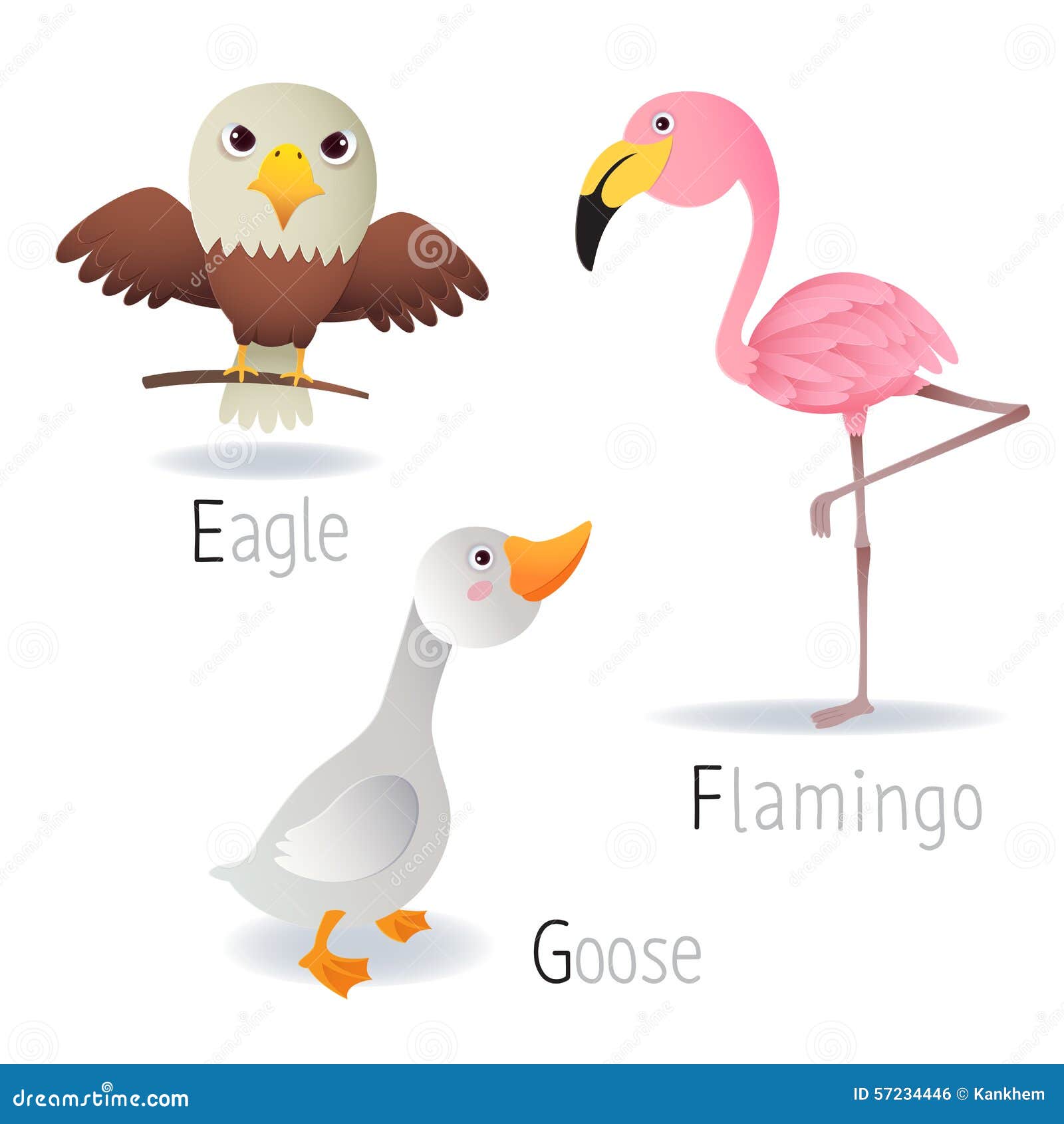 Alphabet with Animals from E To G Set 2 Stock Vector - Illustration of