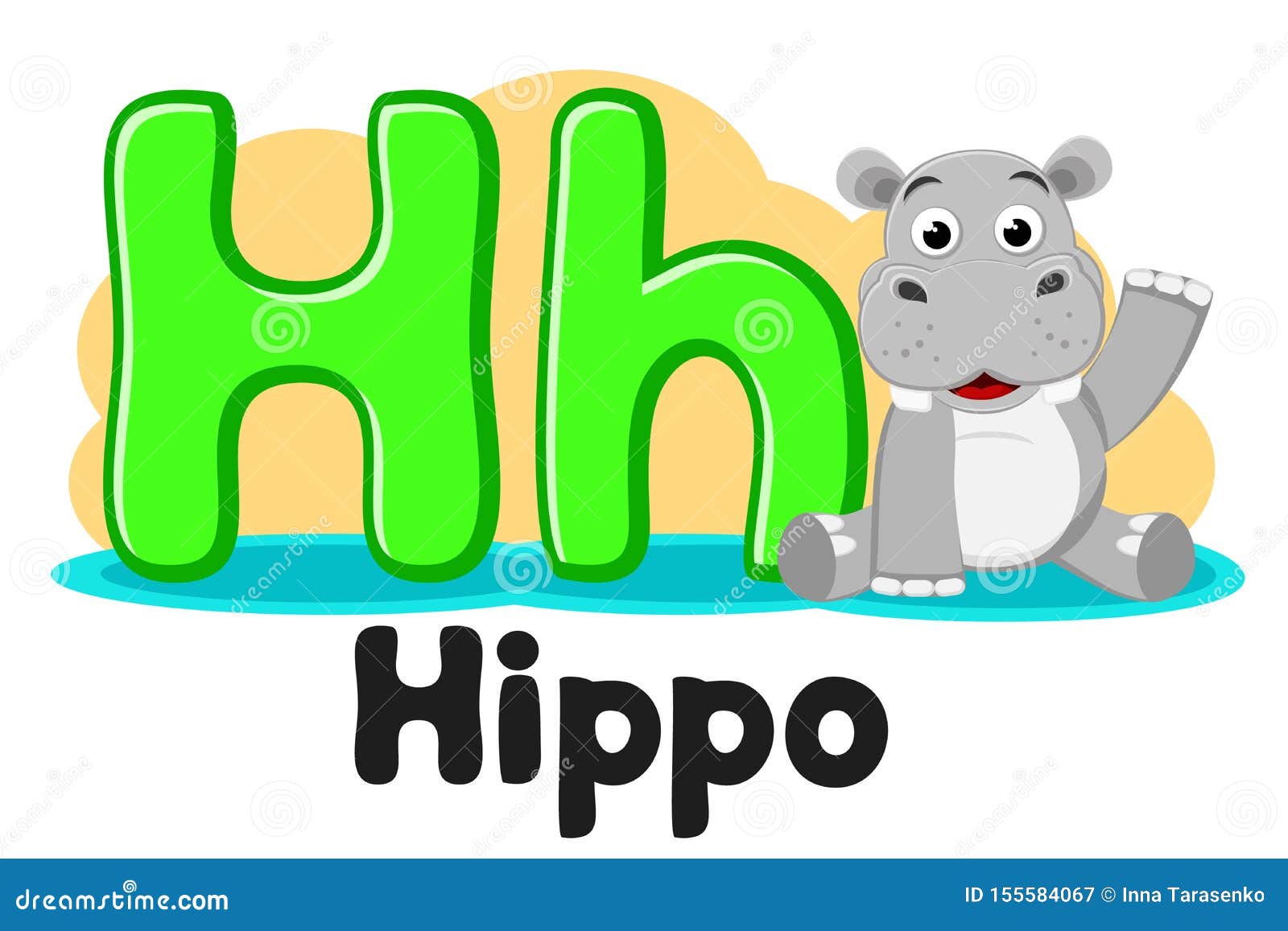 Alphabet  With Animals Hippo Sitting In A Puddle Of The 