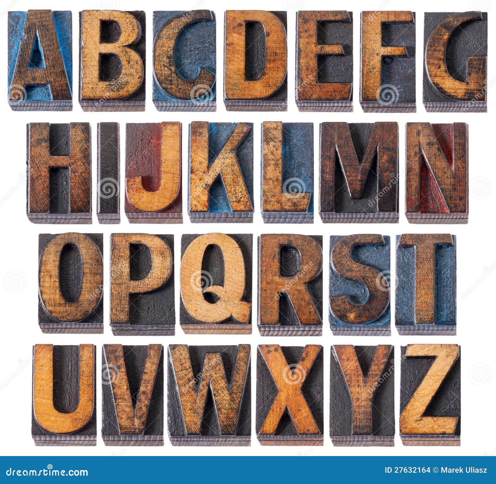 Alphabet In Antique Wood Type Stock Images Image 27632164