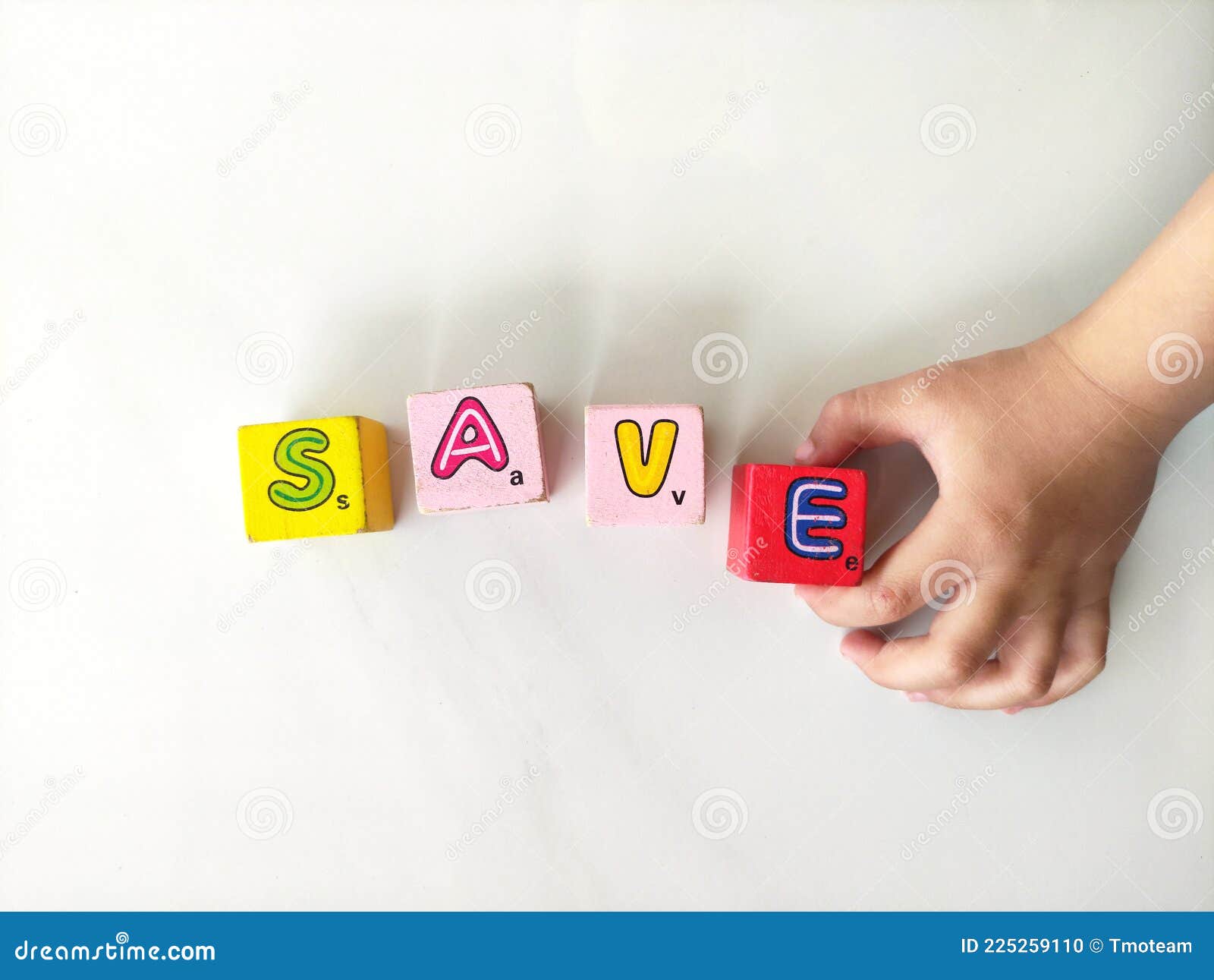 alphabet block & x22;save& x22; on marble background
