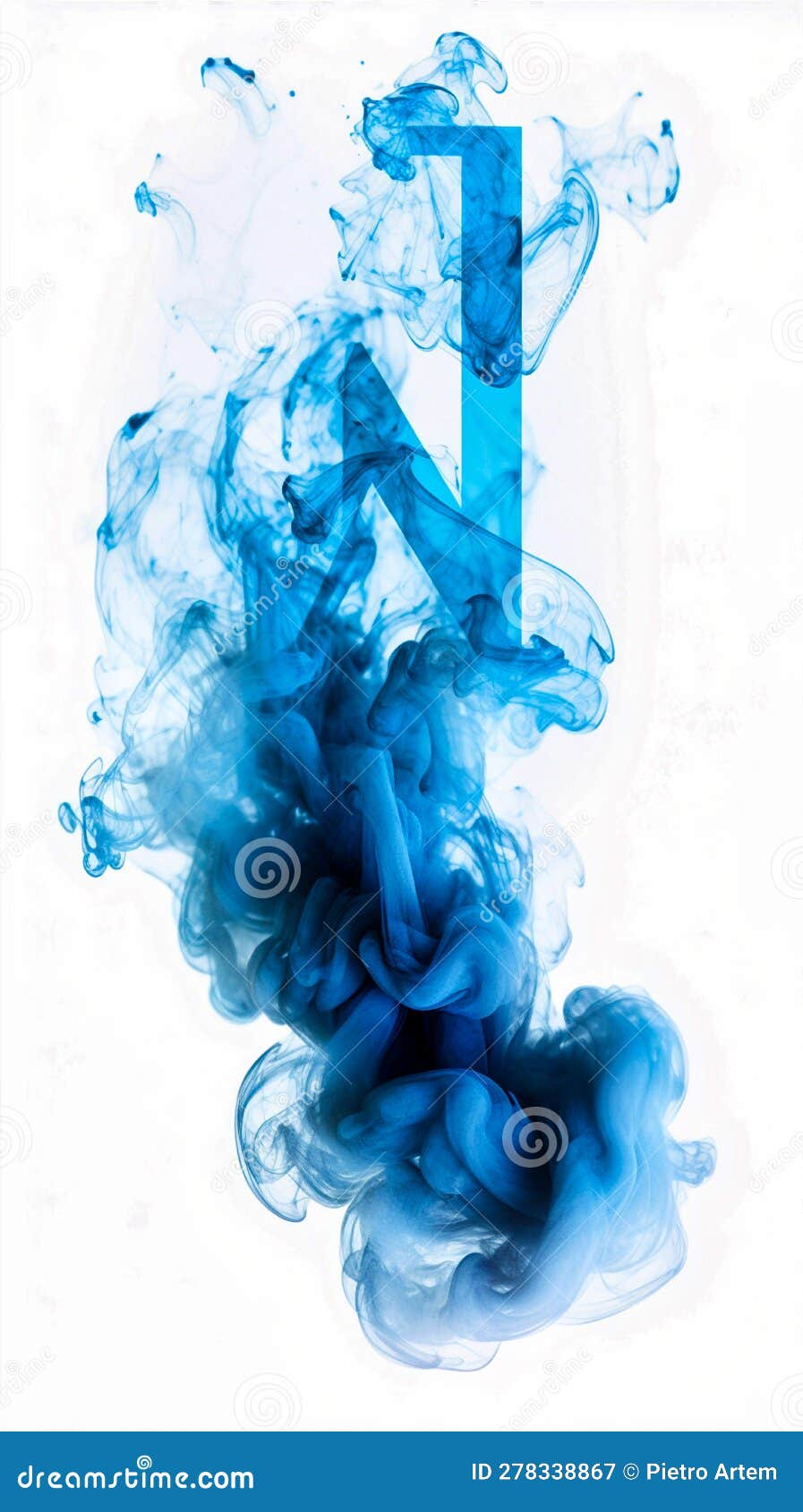 A Alphabet Blue Logo White Background Blue Smoke, Generative AI Stock