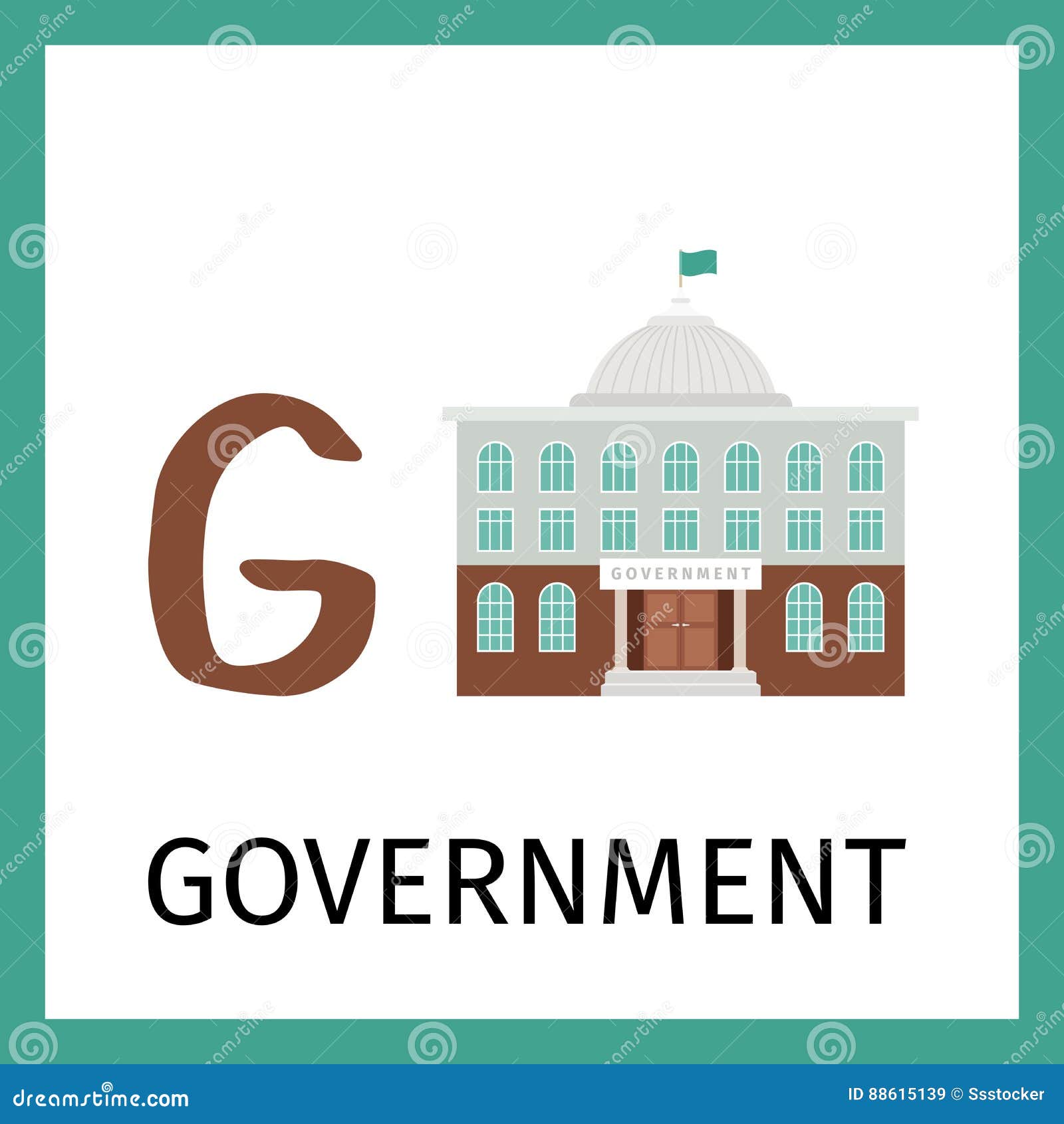 alphabet card with goverment building