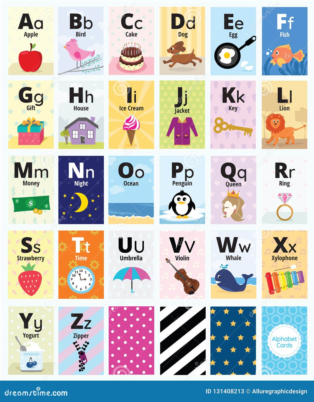 Alphabet Cards for Teaching and Education Stock Illustration ...