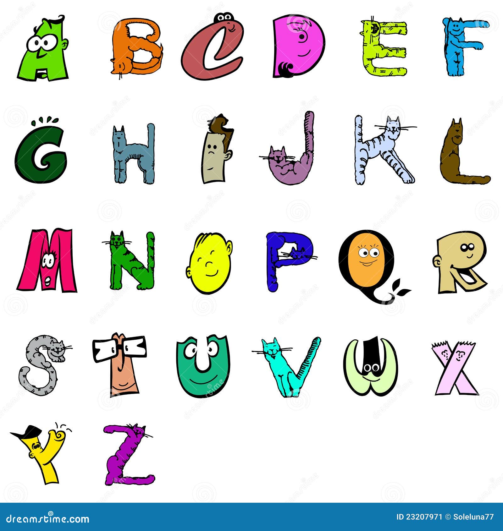 Colorful Handwritten Abc Alphabet Letters Vector Illustration