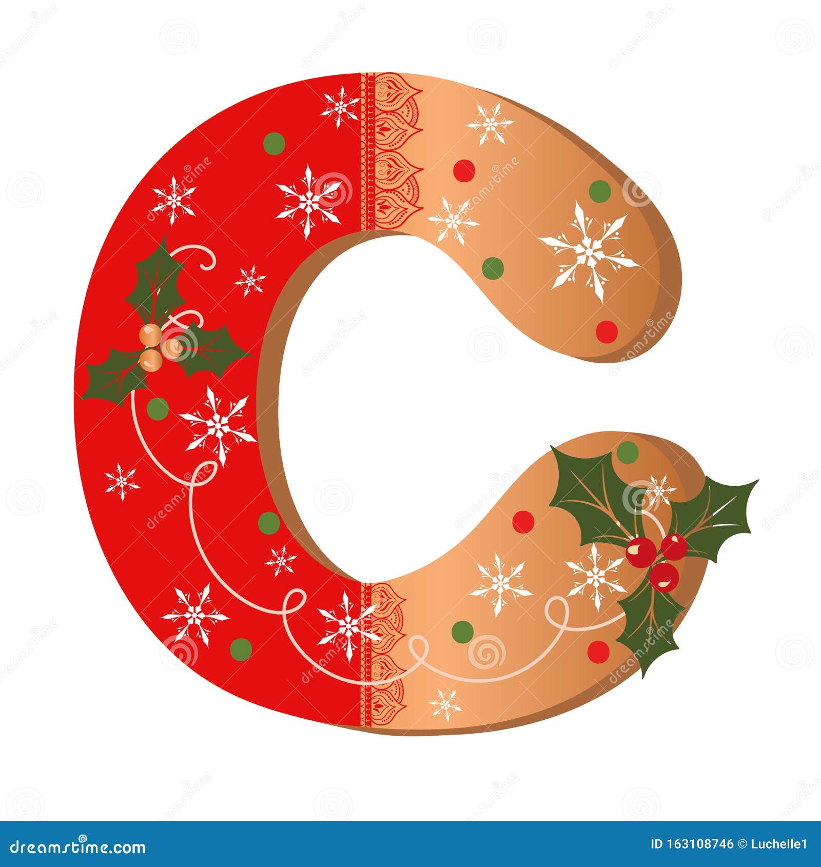 Letter C Cookie Alphabet With Christmas Flowers And Snowflakes letter-c-cookie-alphabet-with-christmas-flowers-and-snowflakes