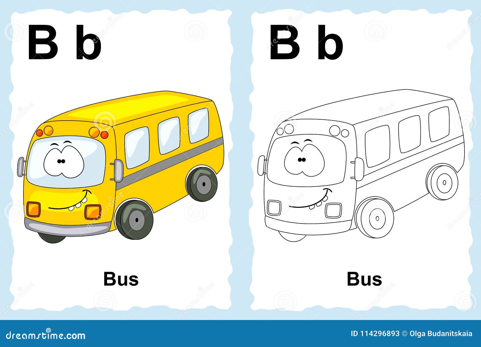 bus letter alphabet coloring vehicles outline clip vector