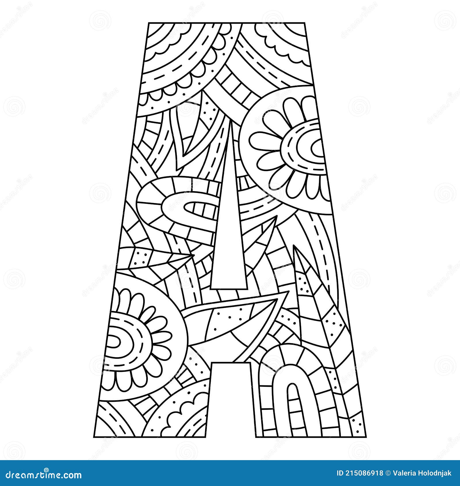 Alphabet Coloring Page. Capital Letter. Vector Illustration. Stock ...