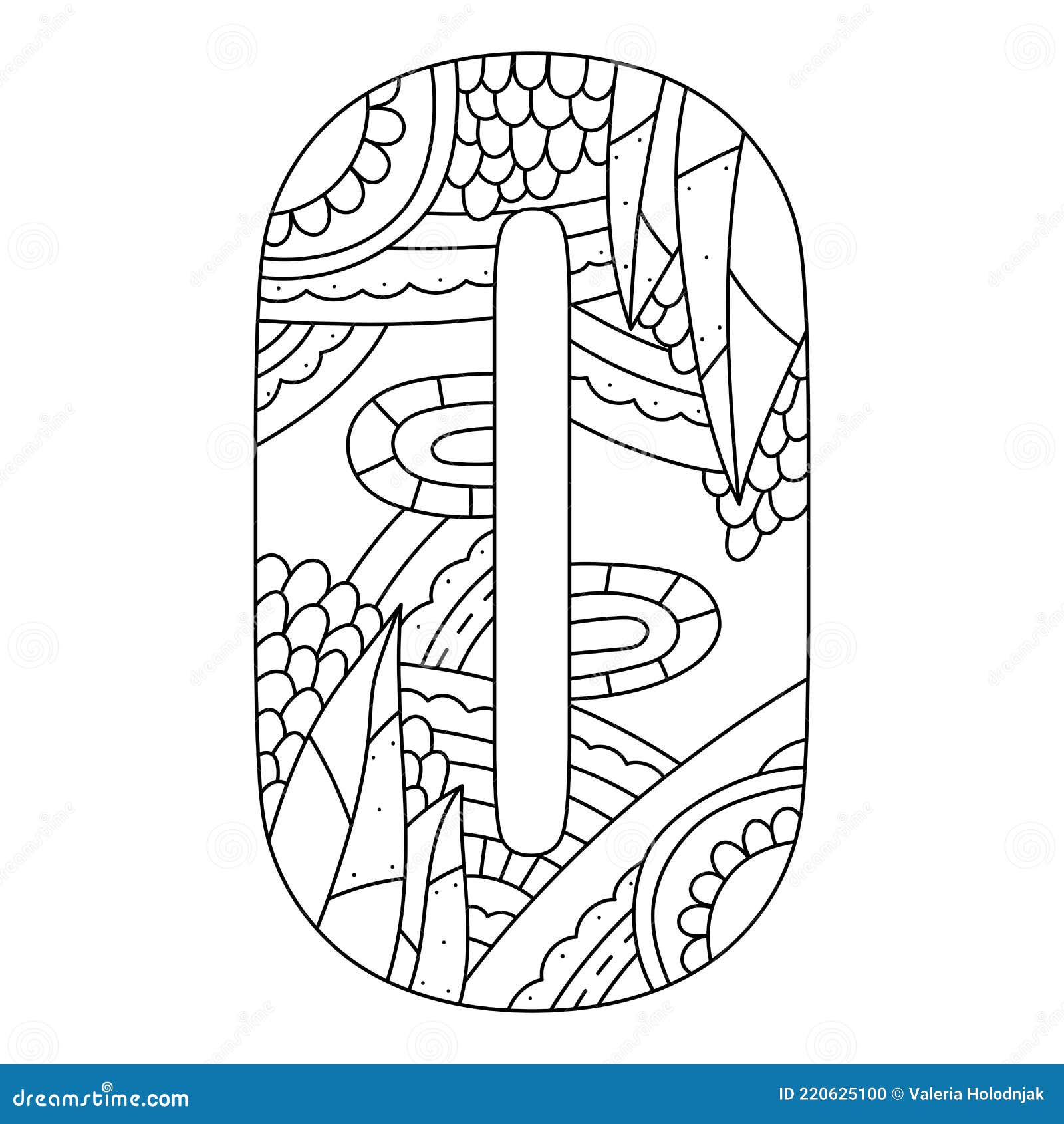 Alphabet Coloring Page. Capital Letter. Vector Illustration. Stock