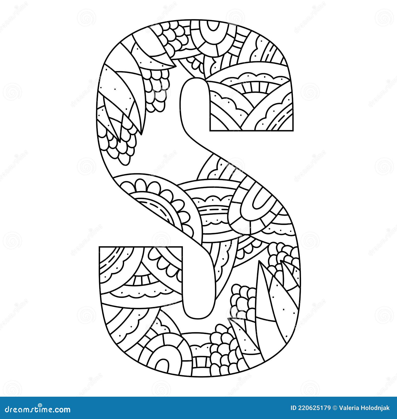 Alphabet Coloring Page. Capital Letter. Vector Illustration. Stock