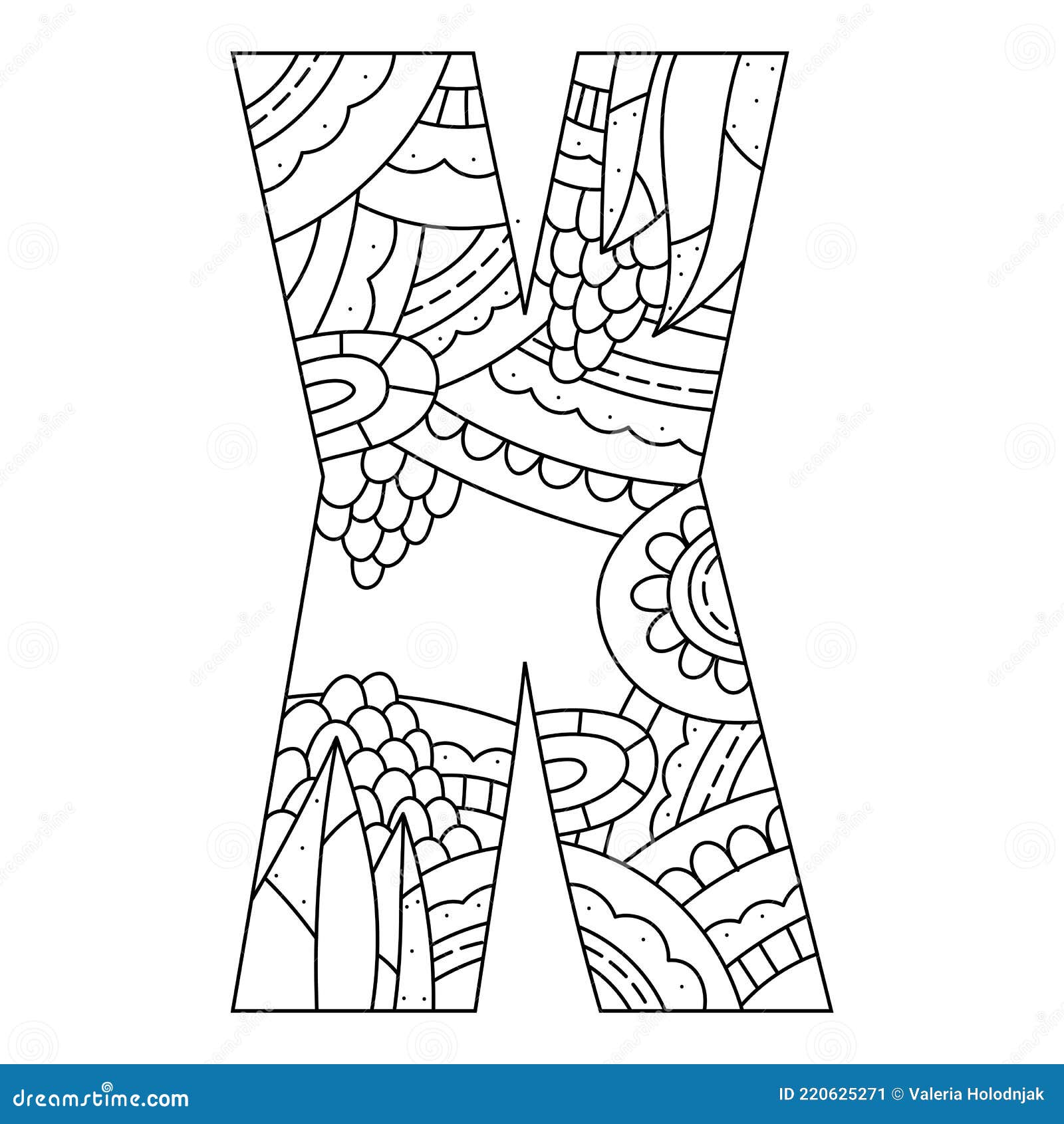 Alphabet Coloring Page. Capital Letter. Vector Illustration. Stock ...