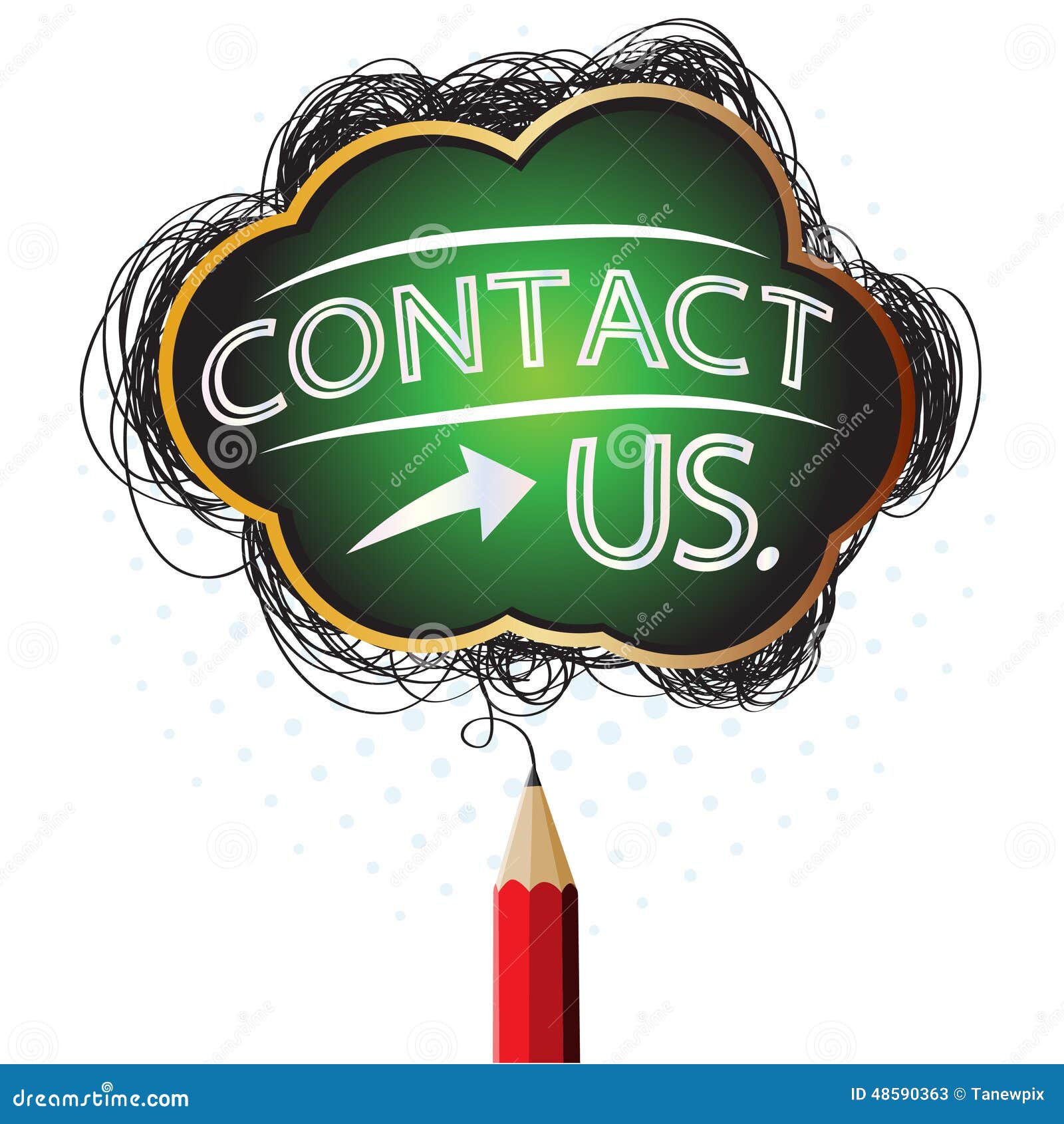 Alphabet Contact Us Design Icons with Pencil Drawing Stock Vector