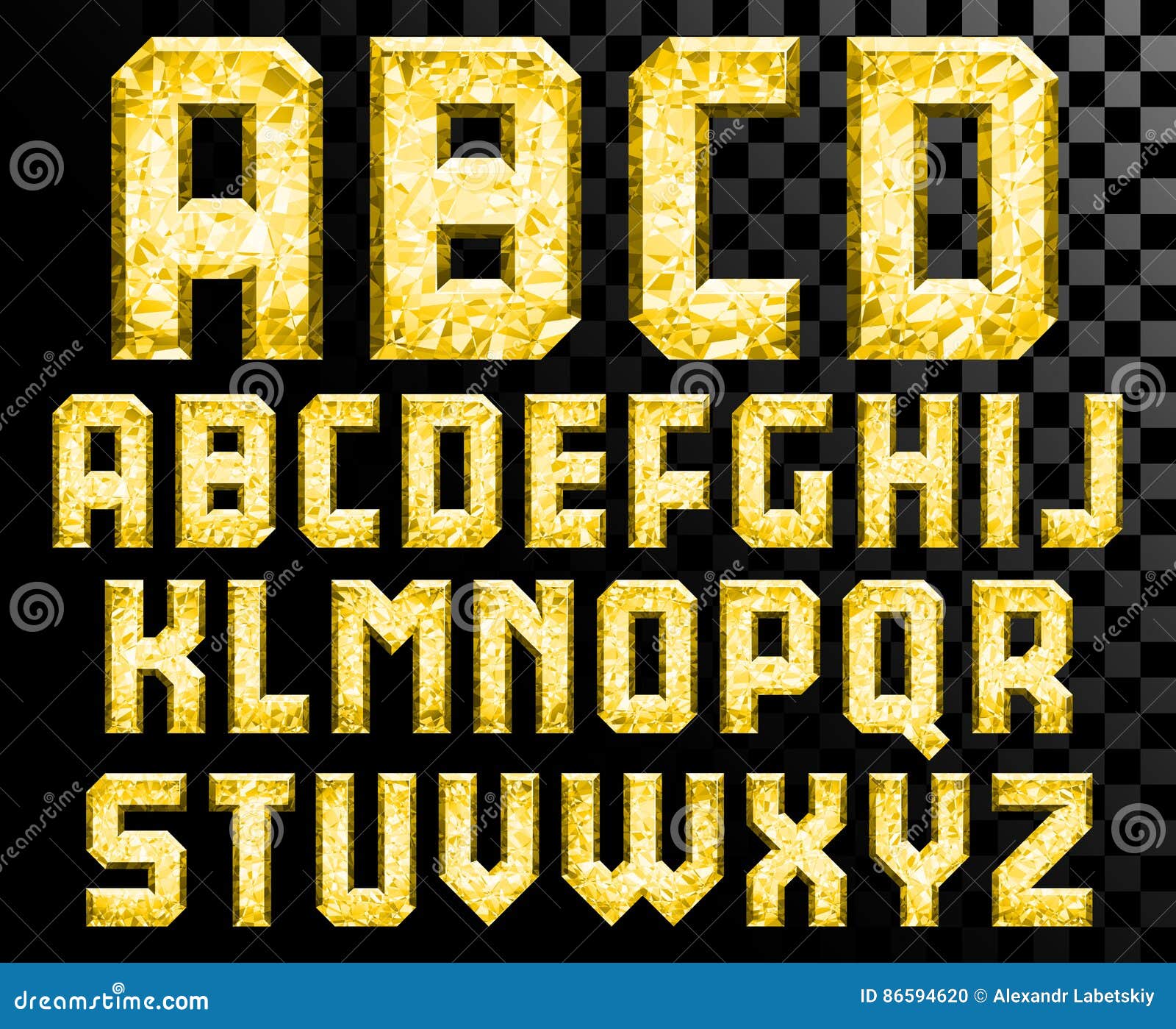 Alphabet of Crystal Letters Stock Vector Illustration of dimensional