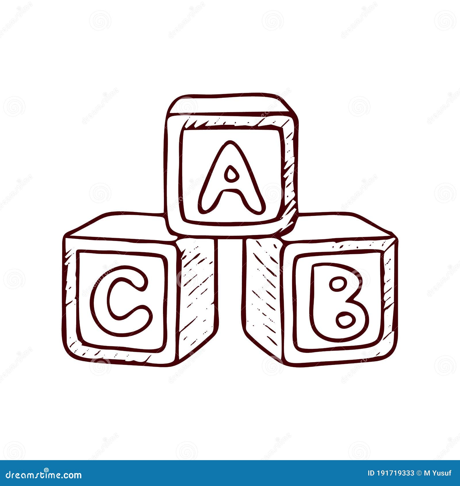 Alphabet Cubes Vector Sketch Icon Isolated on Background Stock Vector ...