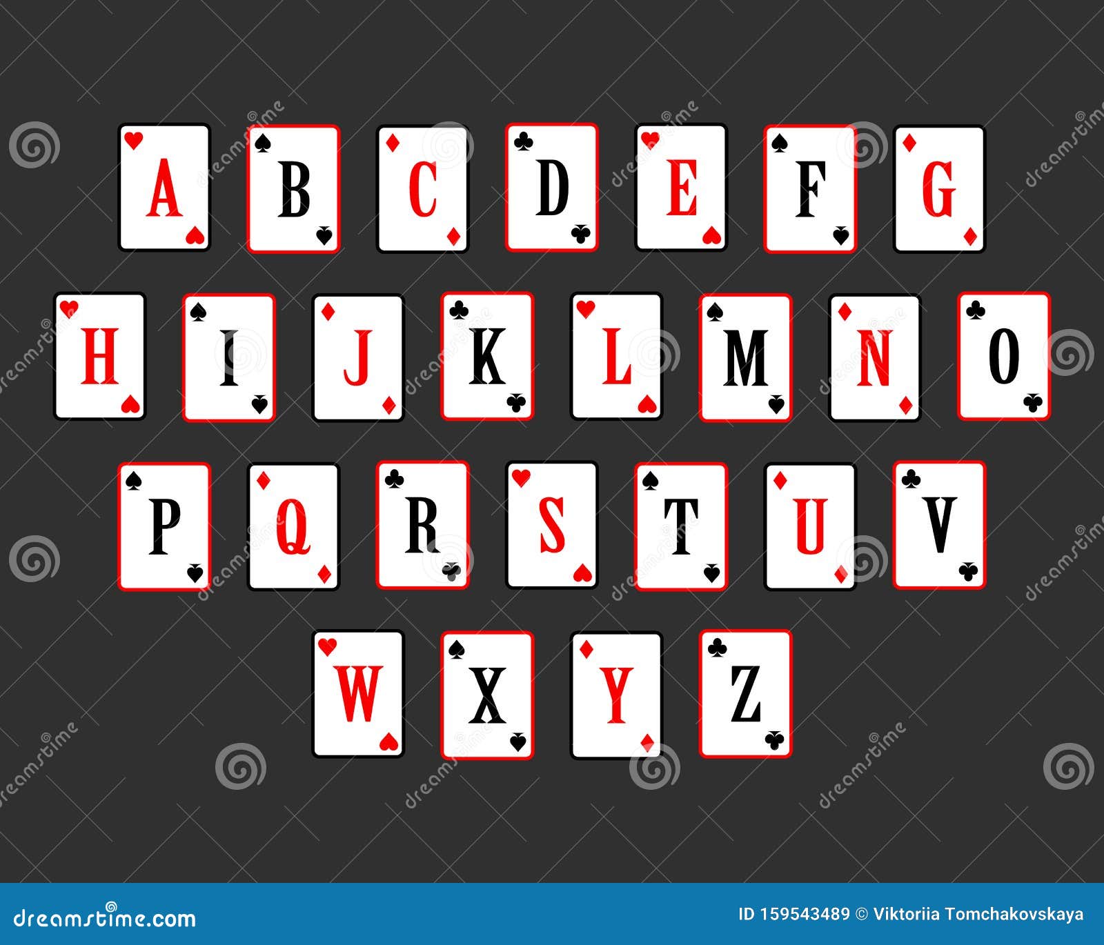 Alphabet De Cartes De Poker Illustration Vectorielle De La Carte De Jeu En Lettres Alphabet Jeux De Cartes De A A Z Illustration Stock Illustration Du Divertissement Decoratif