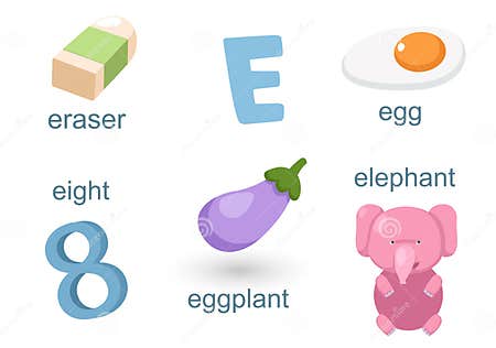 Alphabet E stock vector. Illustration of kids, concept - 42432472