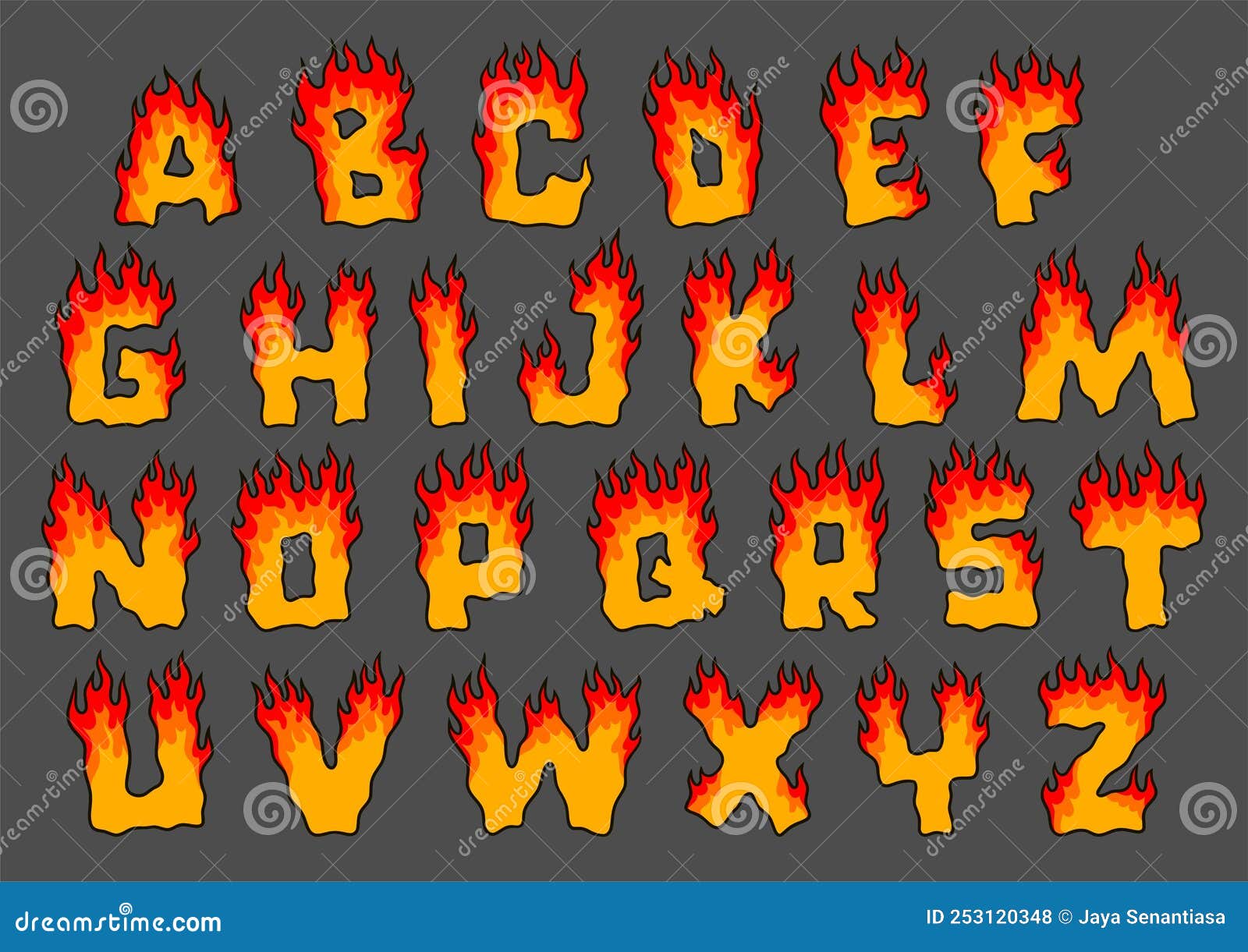 Alphabet Fire Cartoon Vector Illustration Stock Vector - Illustration ...