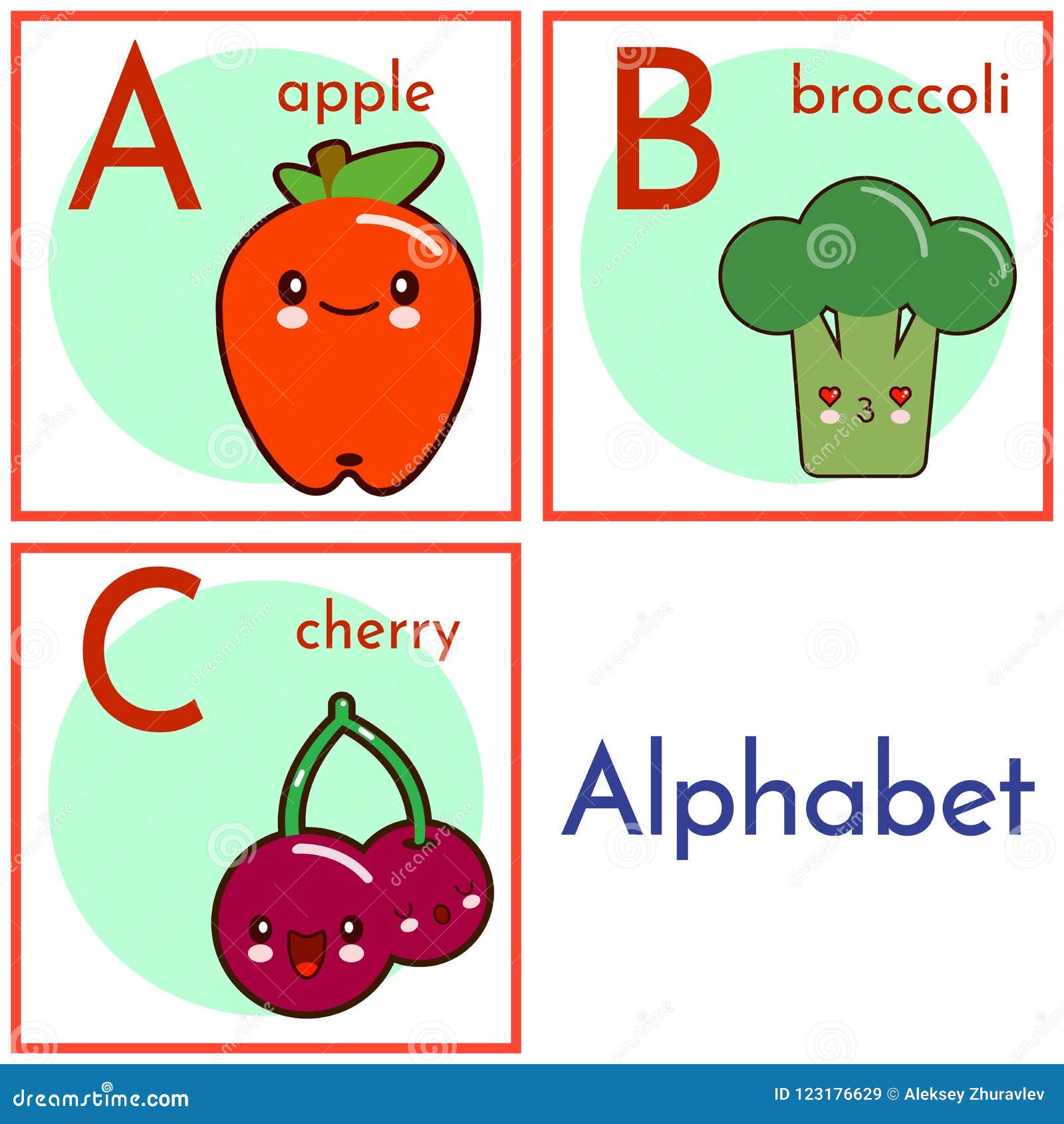 An Alphabet with Food Characters, Letters a To C. Cartoon Vector ...