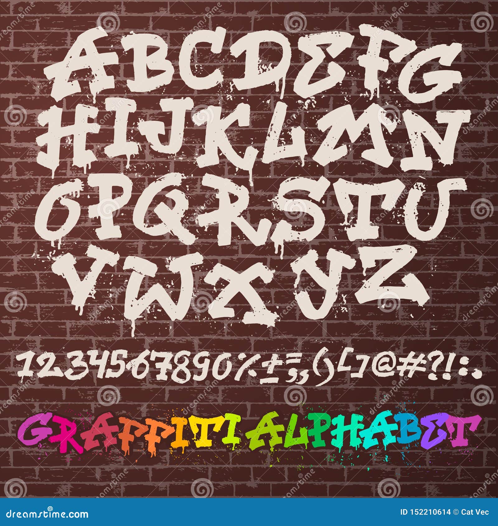 Alphabet Graffity Alphabetical Font Abc By Brush Stroke With Letters