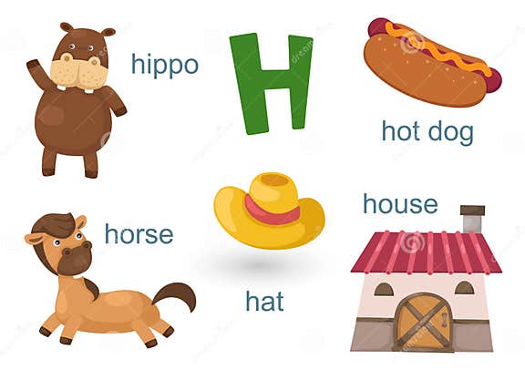 Alphabet H stock vector. Illustration of horse, school - 42432556