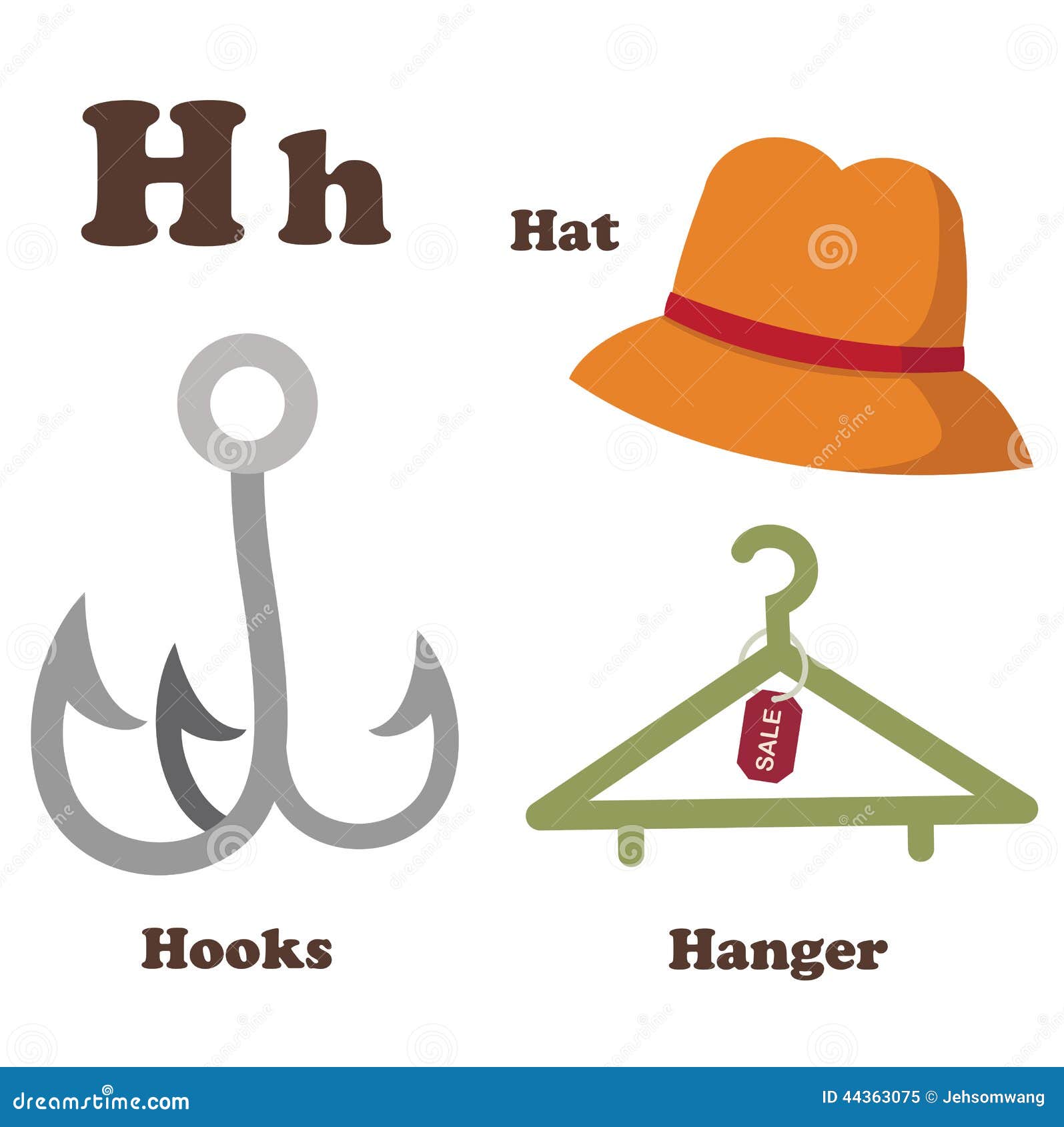 Alphabet H Letter.Hanger,Hat,Hooks Stock Illustration - Illustration of  language, concept: 44363075