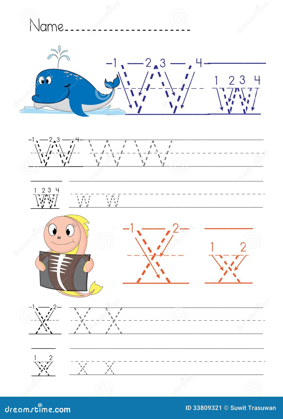 alphabet handwriting w x