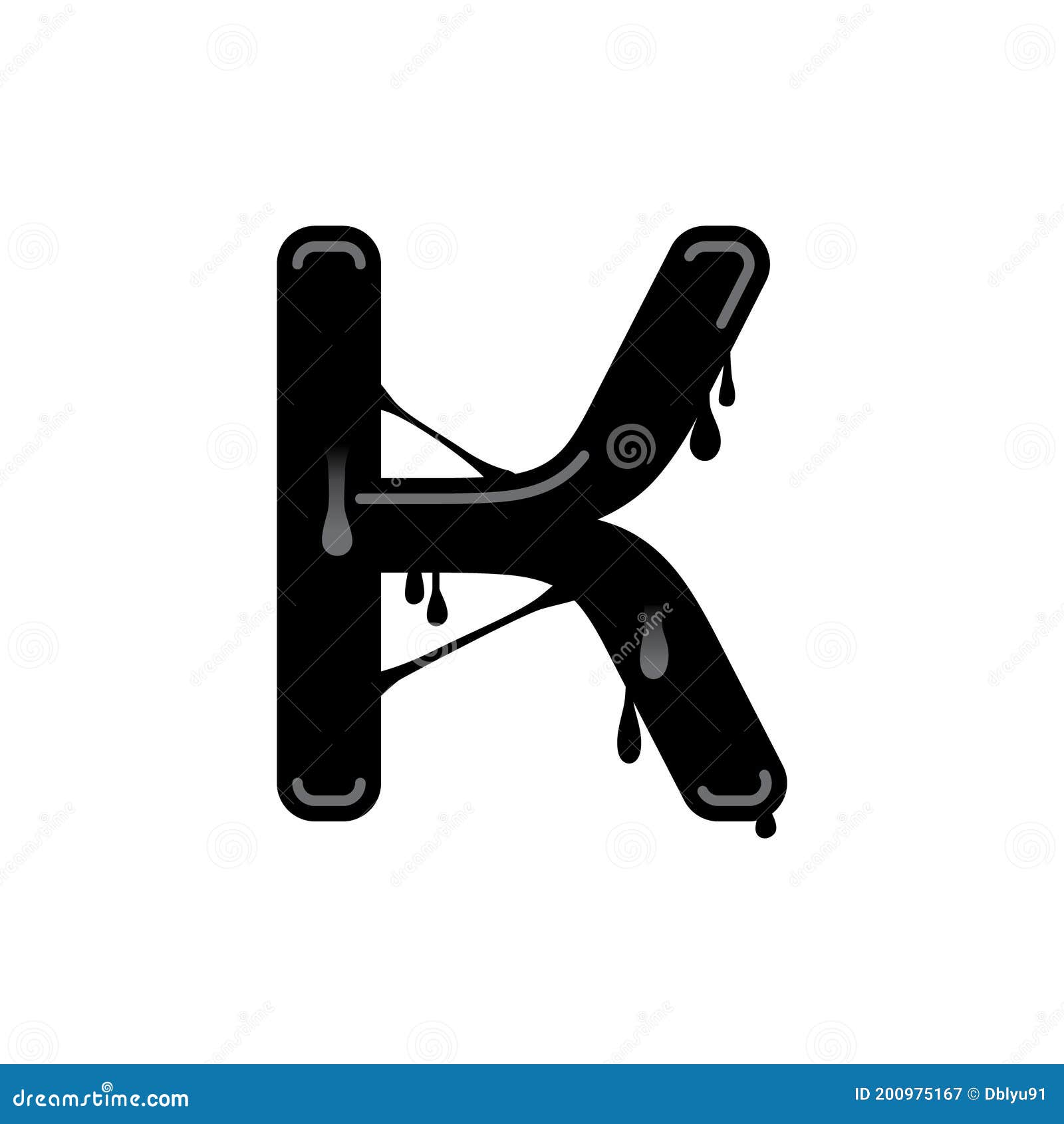 alphabet k black slime logo or  template 