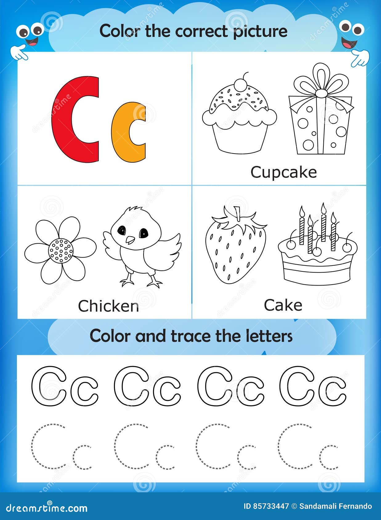 Alphabet Learning and Color Letter C Stock Illustration - Illustration ...