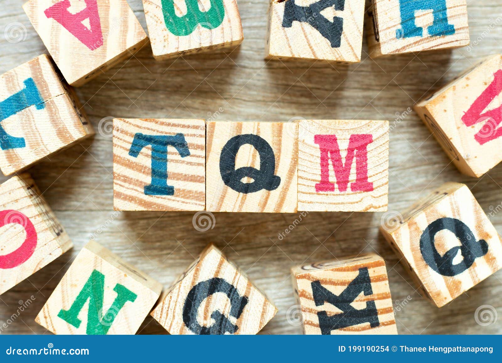 Alphabet Block in Word TQM Abbreviation of Total Quality Management with  Another on Wood Background Stock Photo - Image of international, customer:  199190254