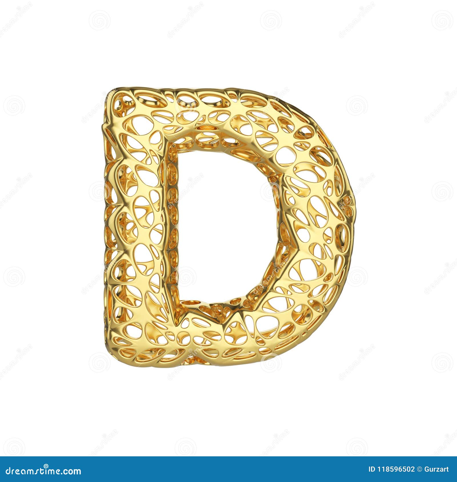 Alphabet Letter D Uppercase. Gold Font Made Of Yellow Cellular ...